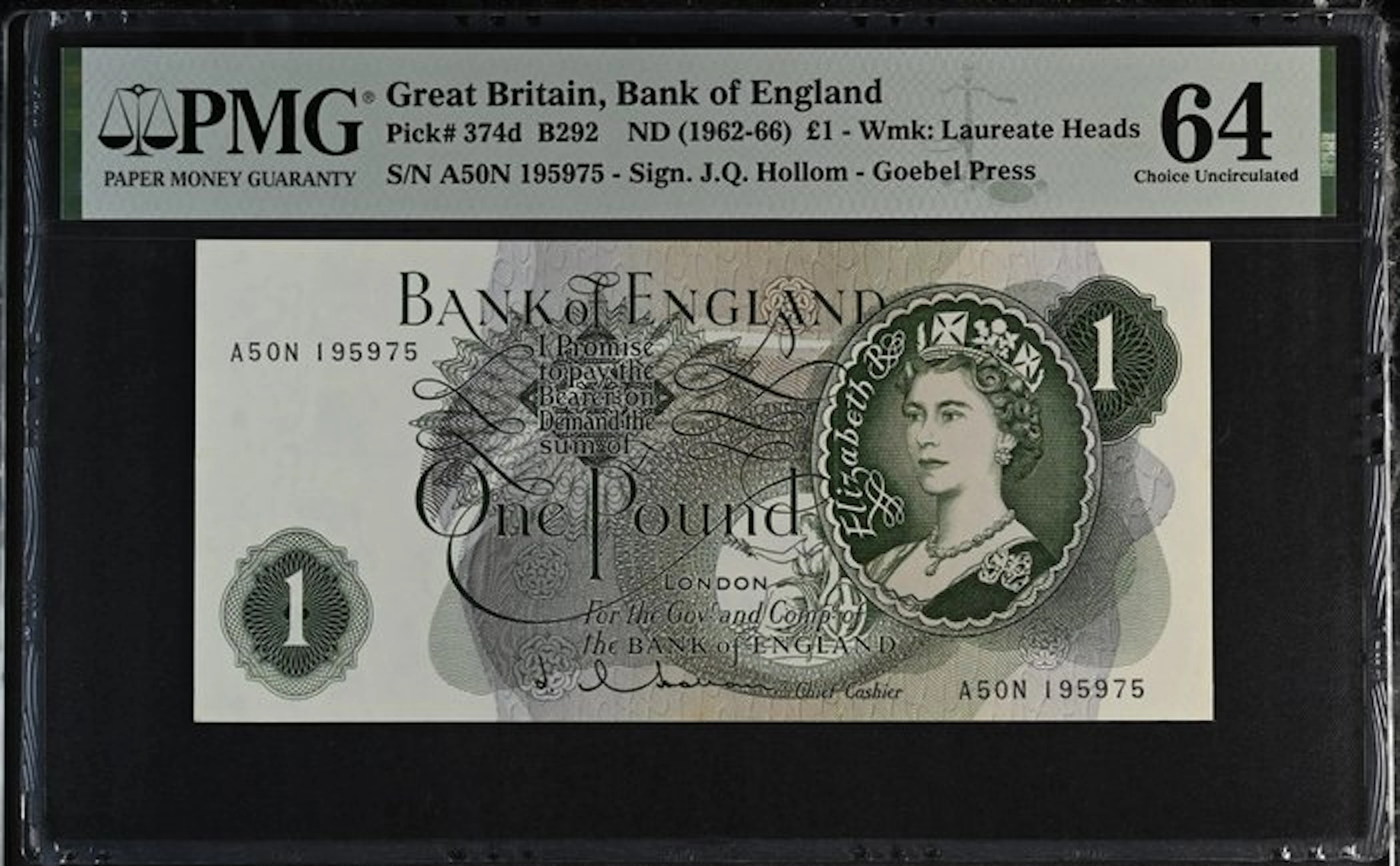 Great Britain. - 1 Pound - ND (1962-66) - PMG 64 - Pick 374d (No reserve price)