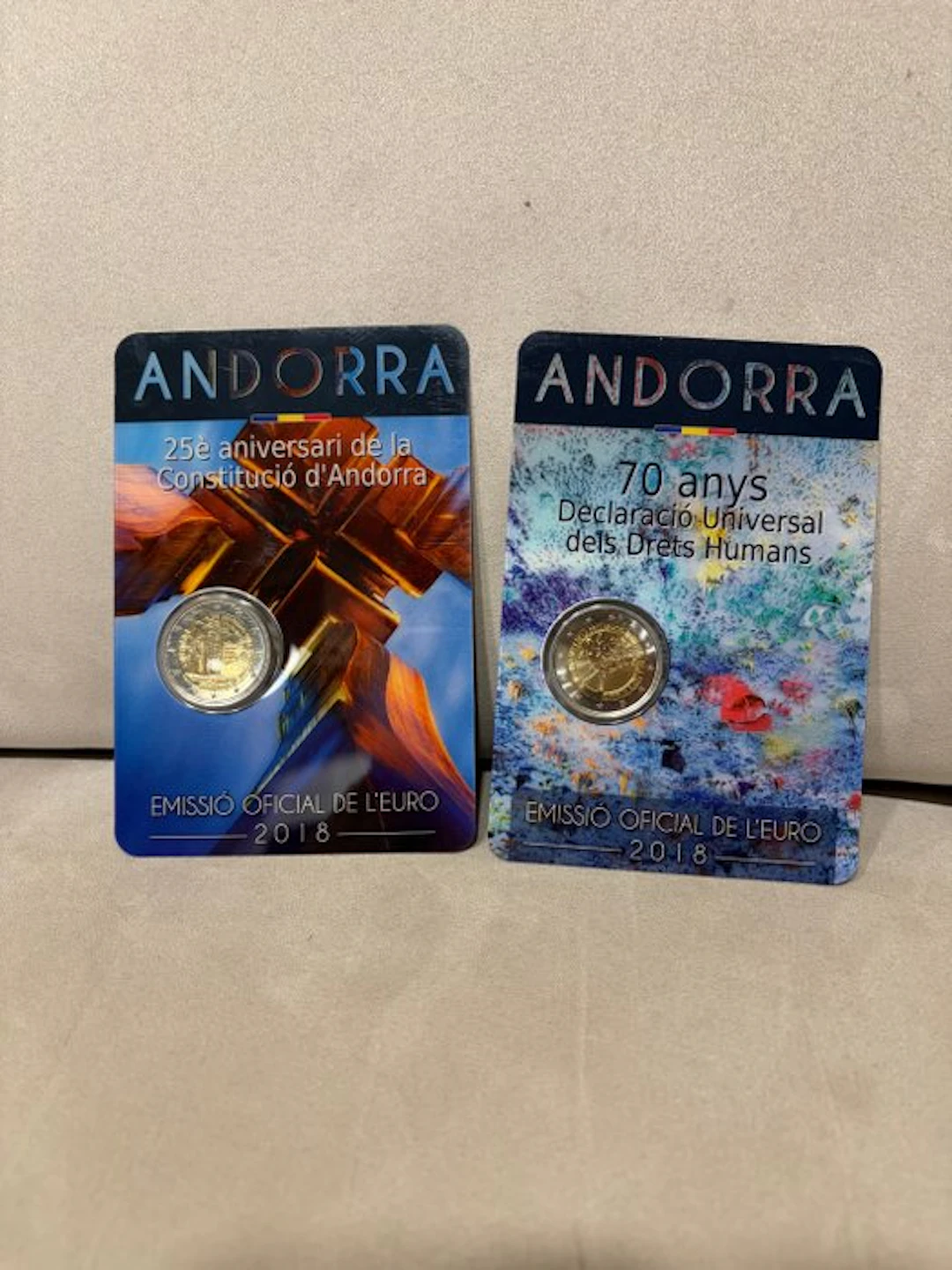 Andorra. 2 Euro 2018 "Constitution" + "Human Rights" (2...