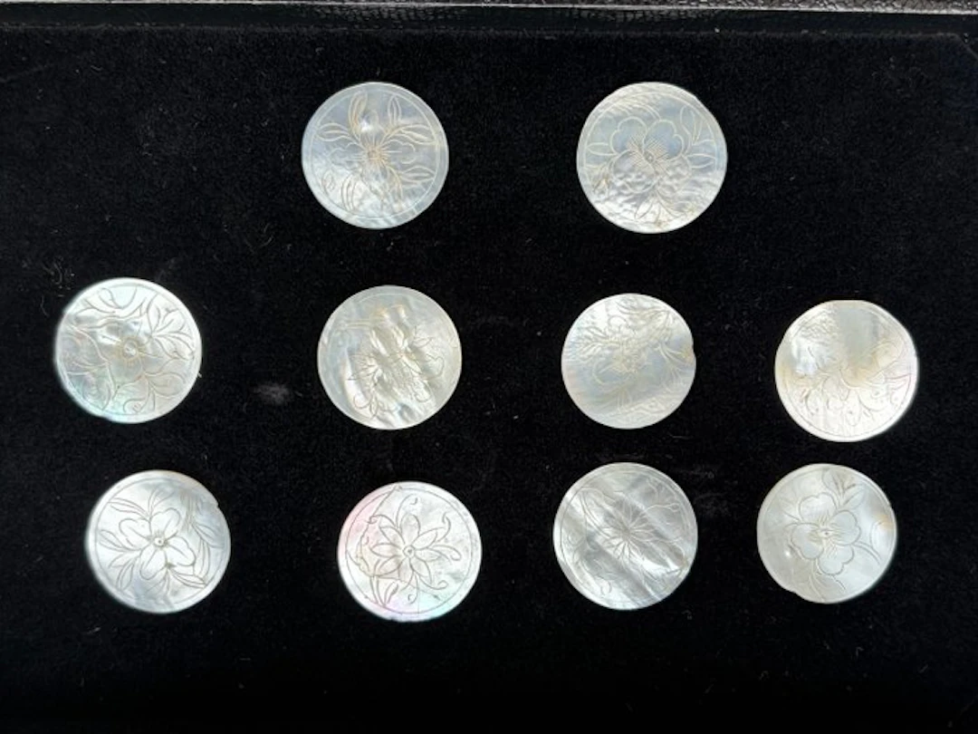 Pendant - 10 Mother-of-Pearl Tokens of the Qing Dynasty...