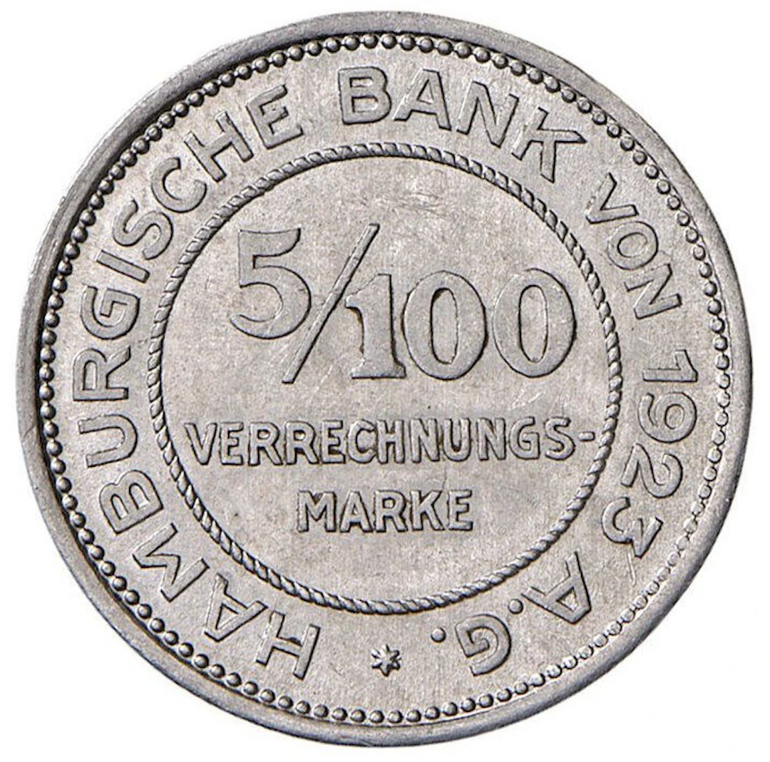 Germany, Hamburg 5/100 Verrechnungsmark 1923 - NGC MS62