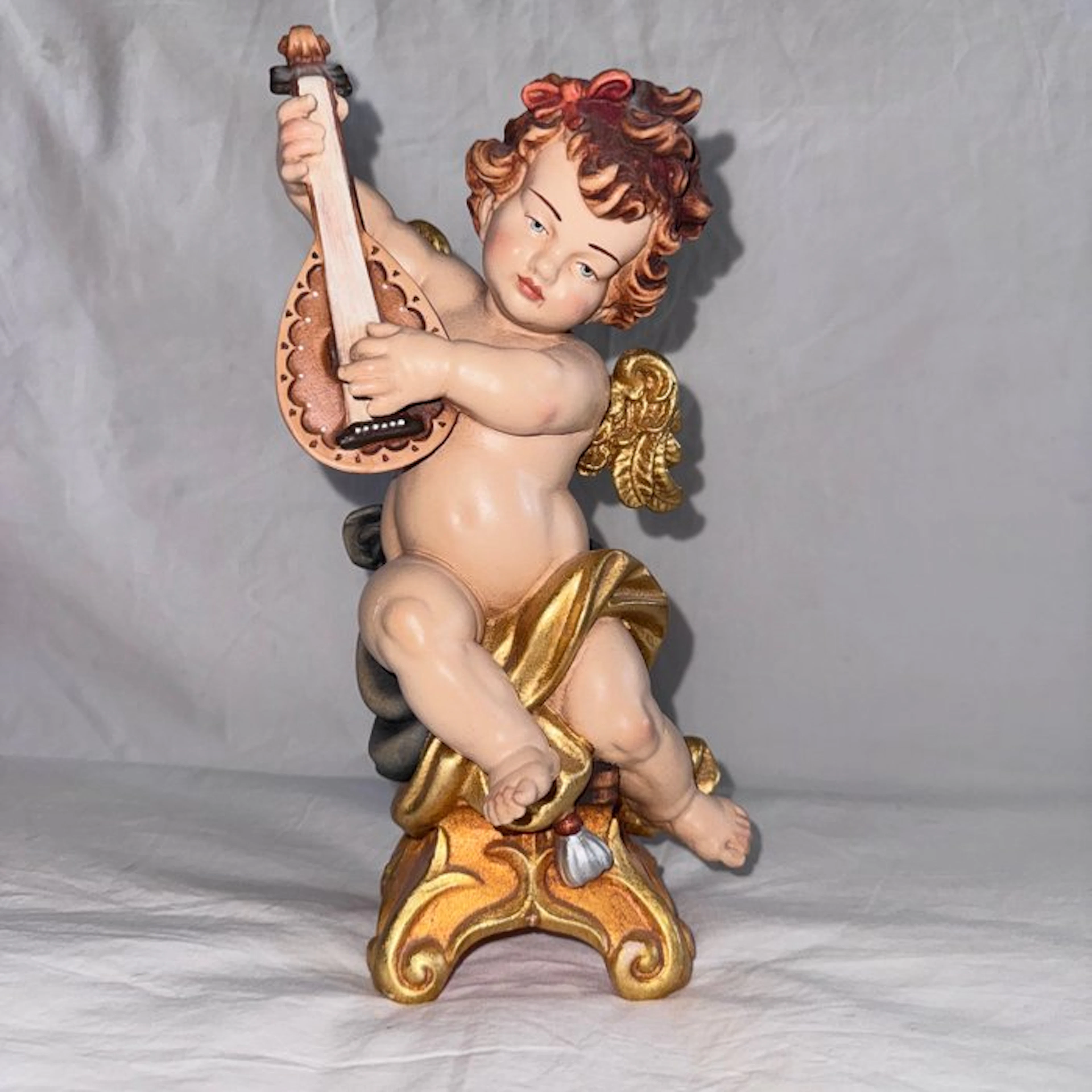 Carving, Musizierender Barock-Engel / Putte mit Mandoline...