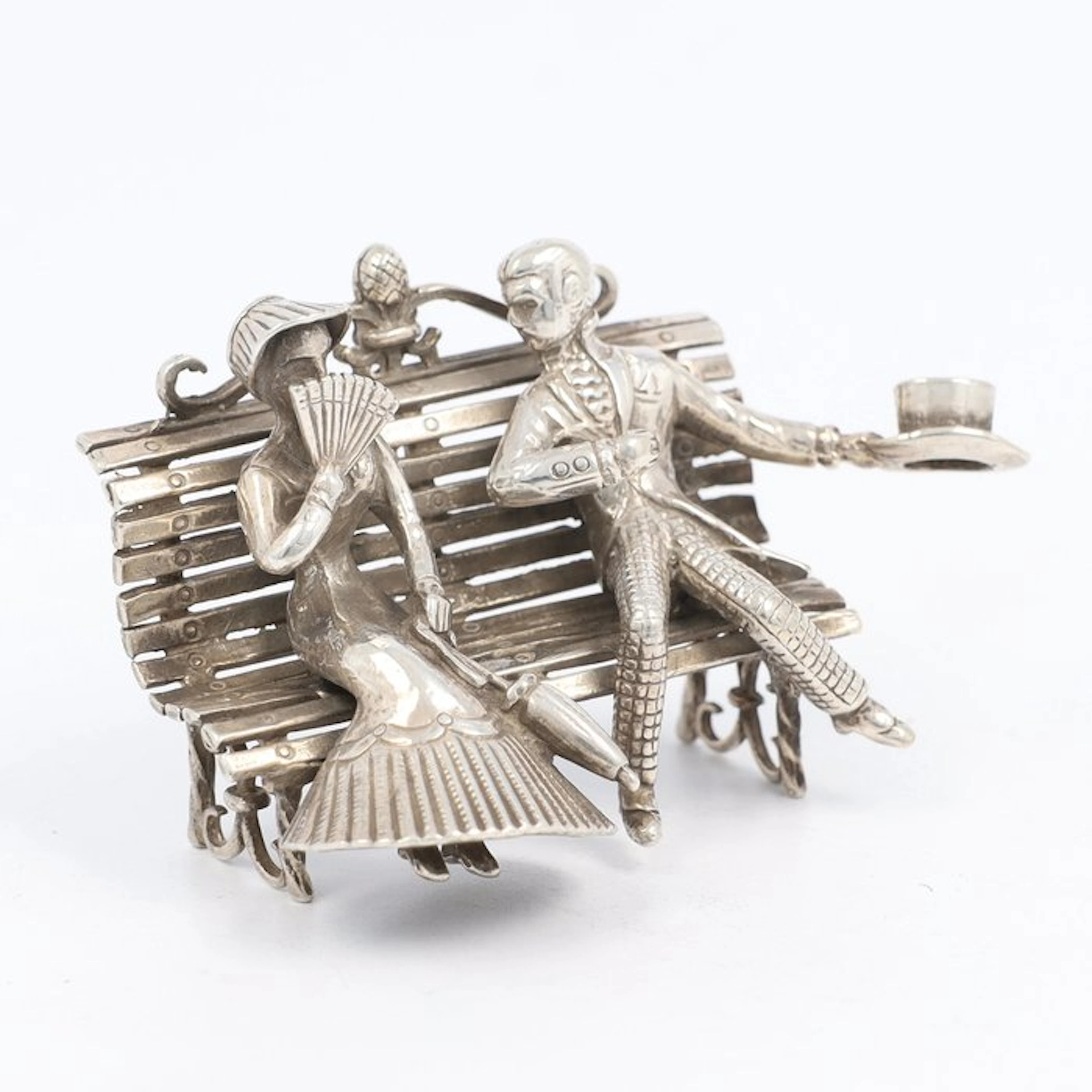 NO RESERVE - Figurine - Vrouw met aanbidder - .910 silver