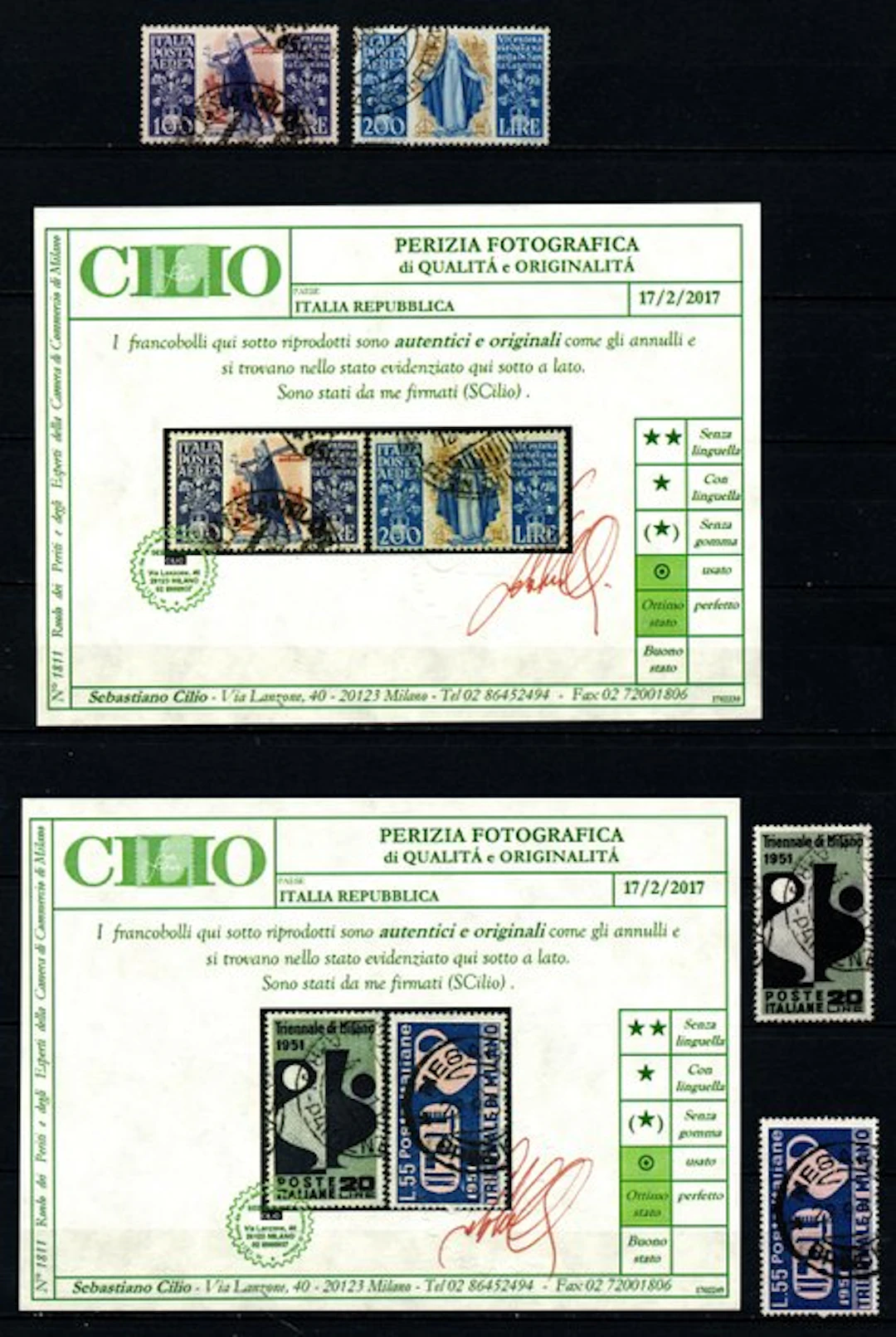 Italy 1948/1951 - Republic stamps used, all certified.