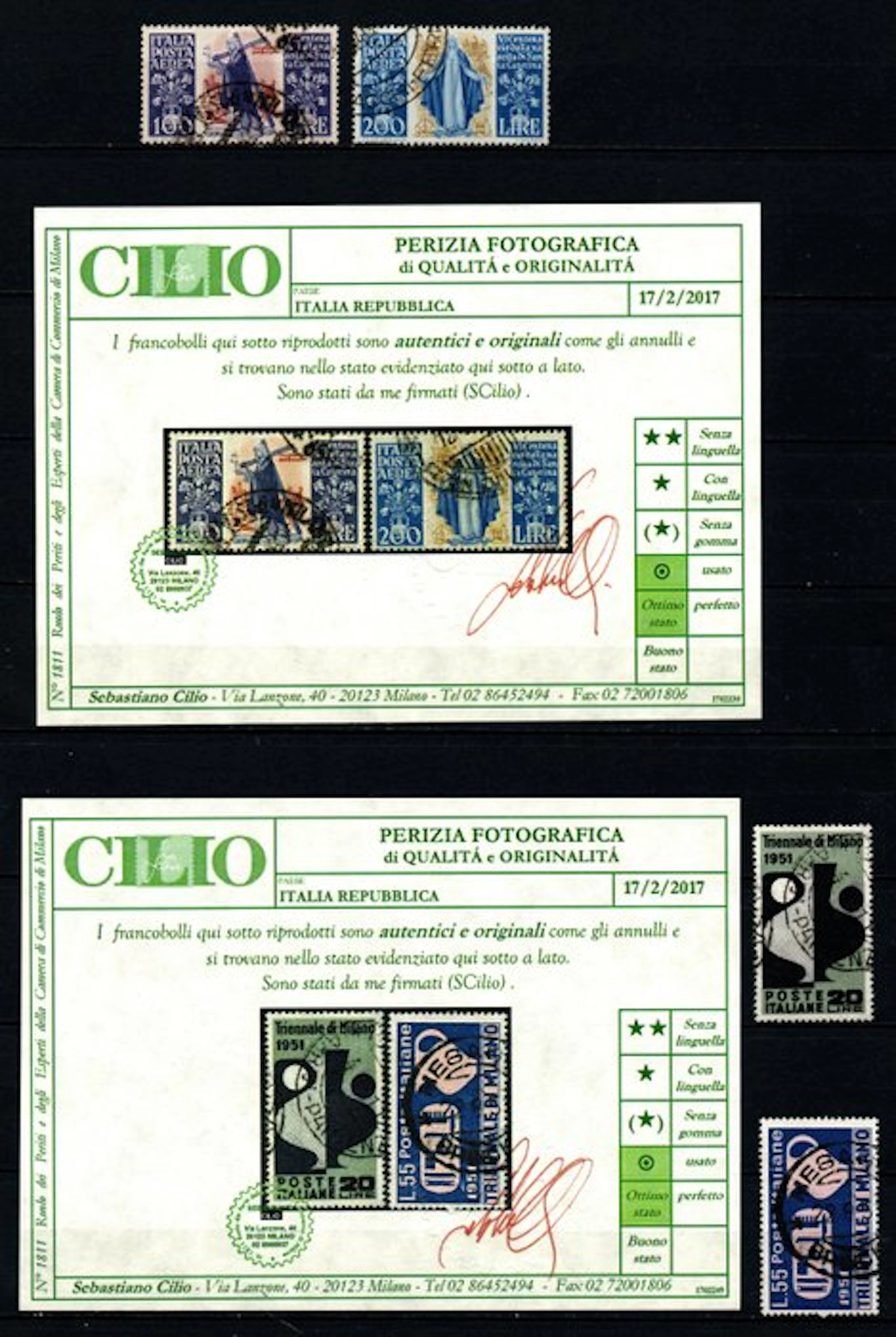 Italy 1948/1951 - Republic stamps used, all certified.