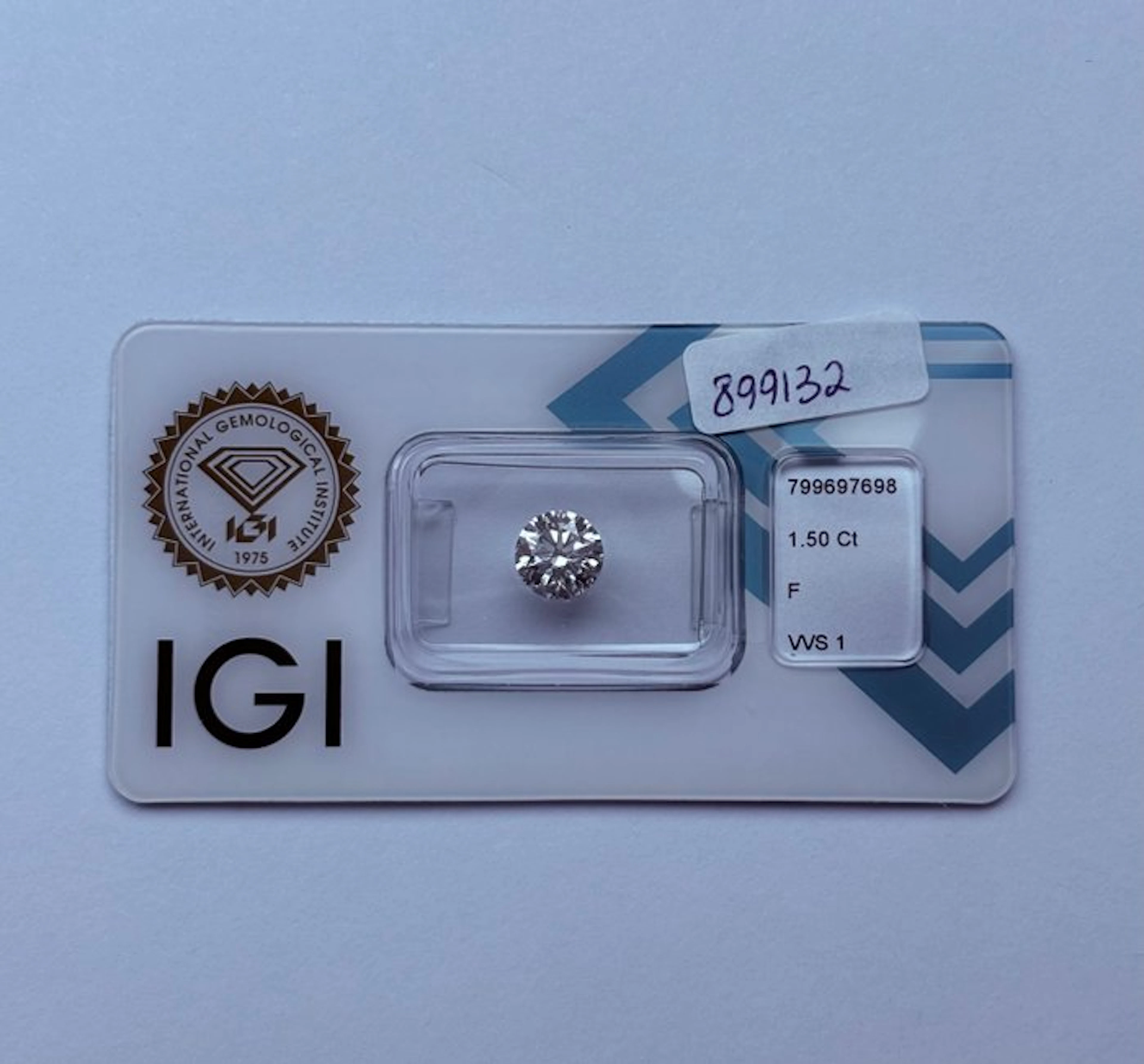 1 pcs Diamond (Natural) - 1.50 ct - Round - F - VVS1...