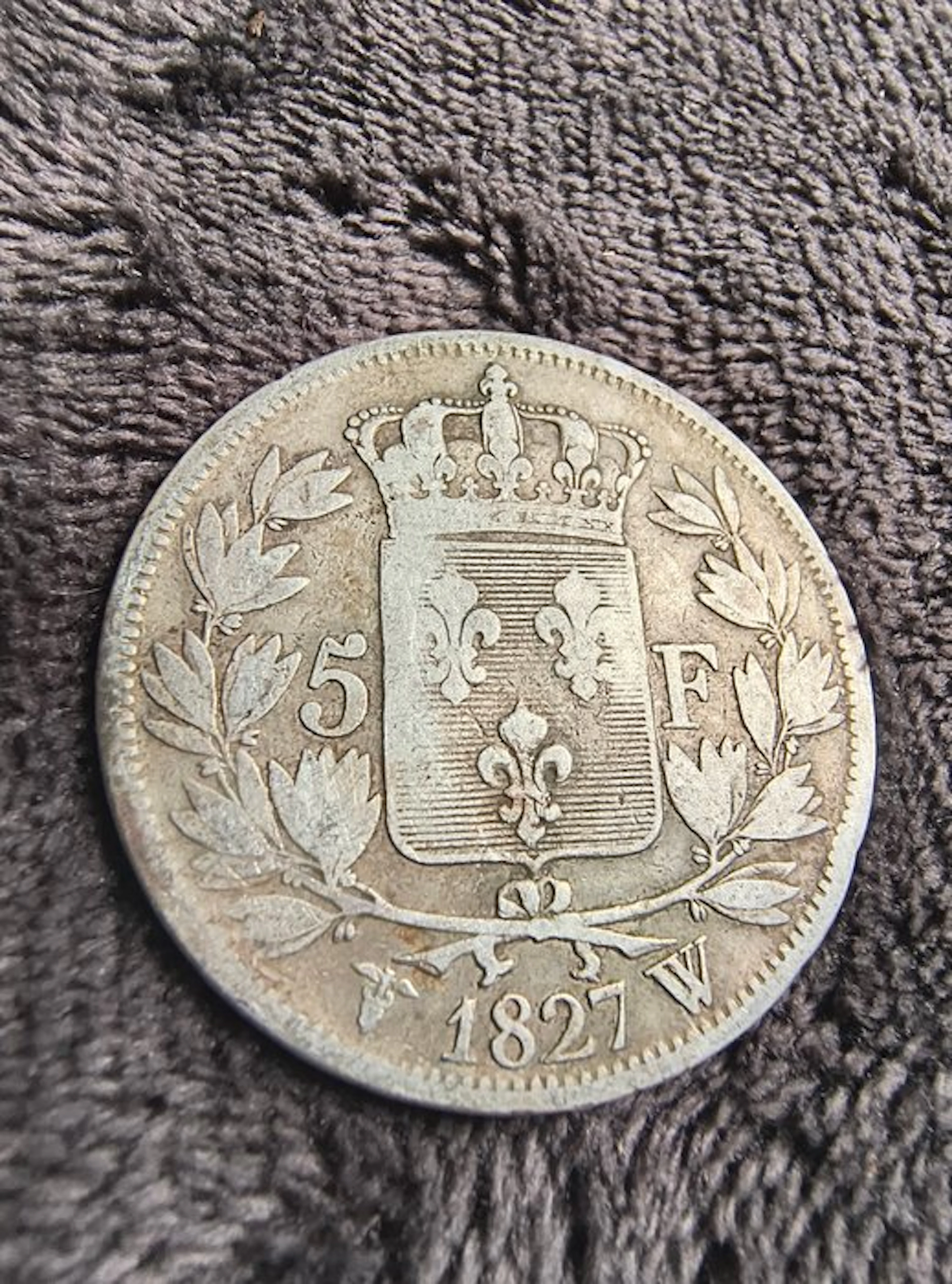 France. Charles X. 5 Francs 1827-W, Lille (No reserve price)