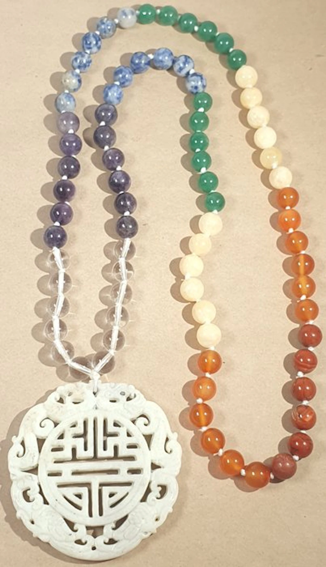 Seven-Chakra Gemstones and Tibetan Amulet – Dragons –...