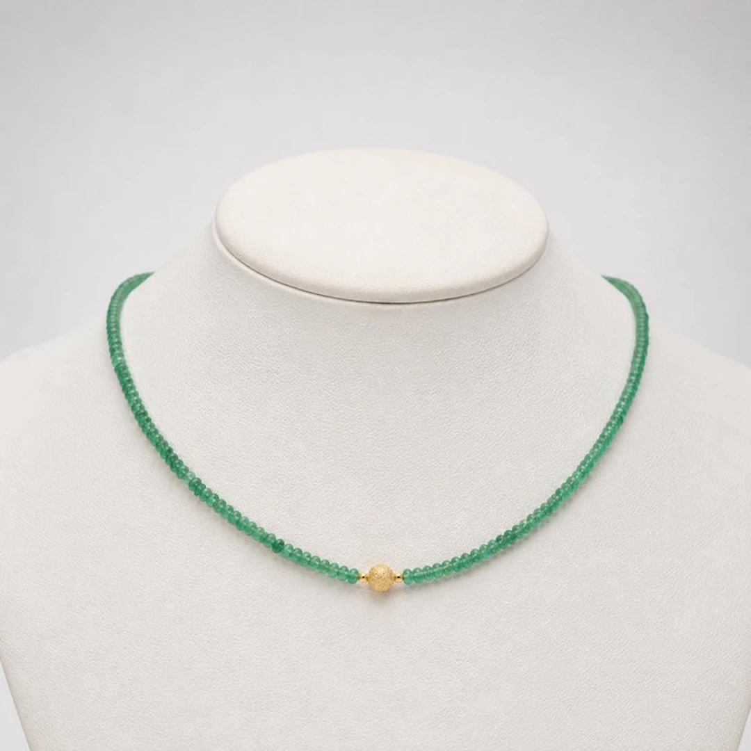 No reserve price - Necklace - 18 kt. Yellow gold Emerald