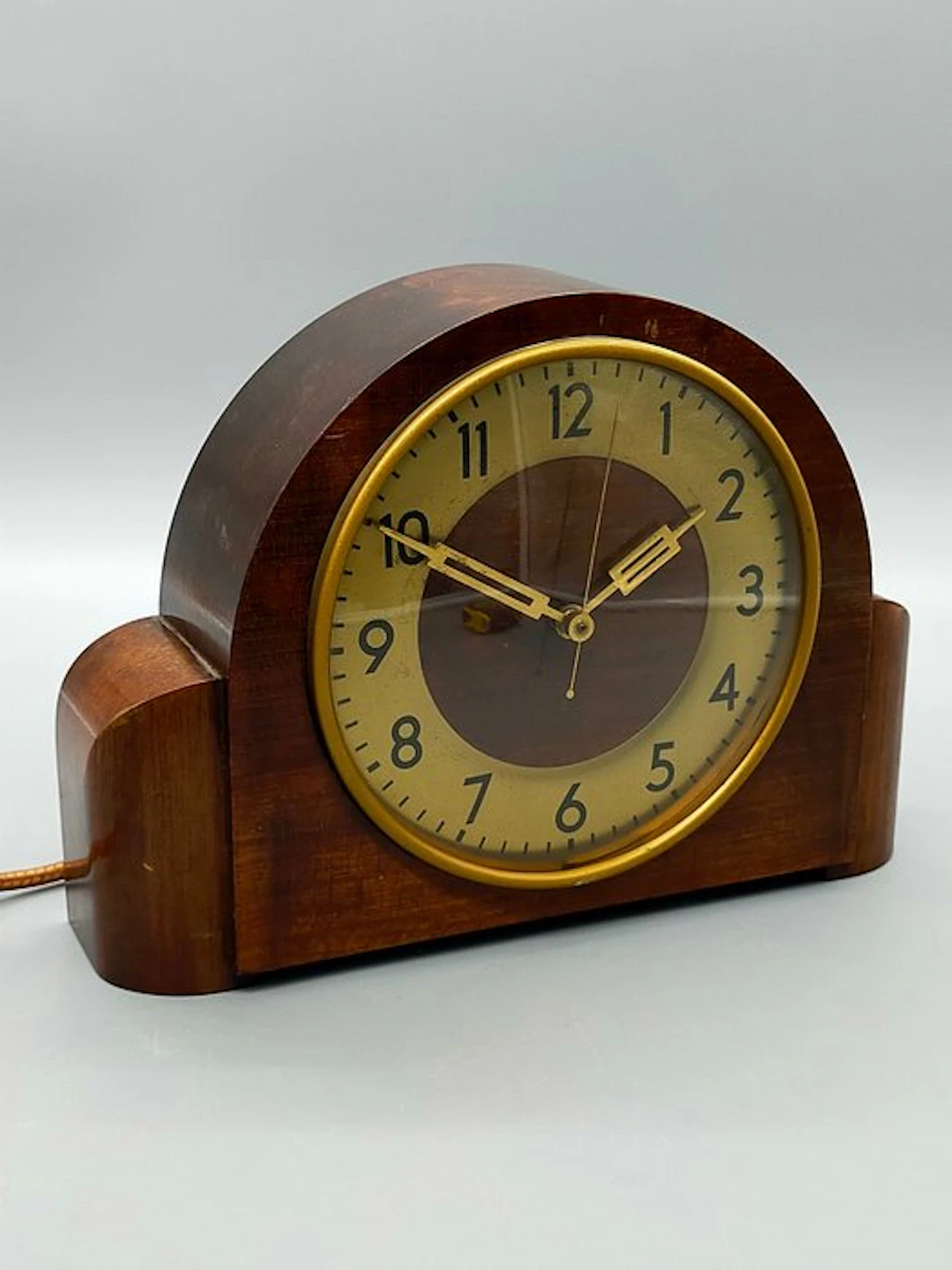Clock - Mid-century modern Brass, Glass, Wood - 1950-1960
