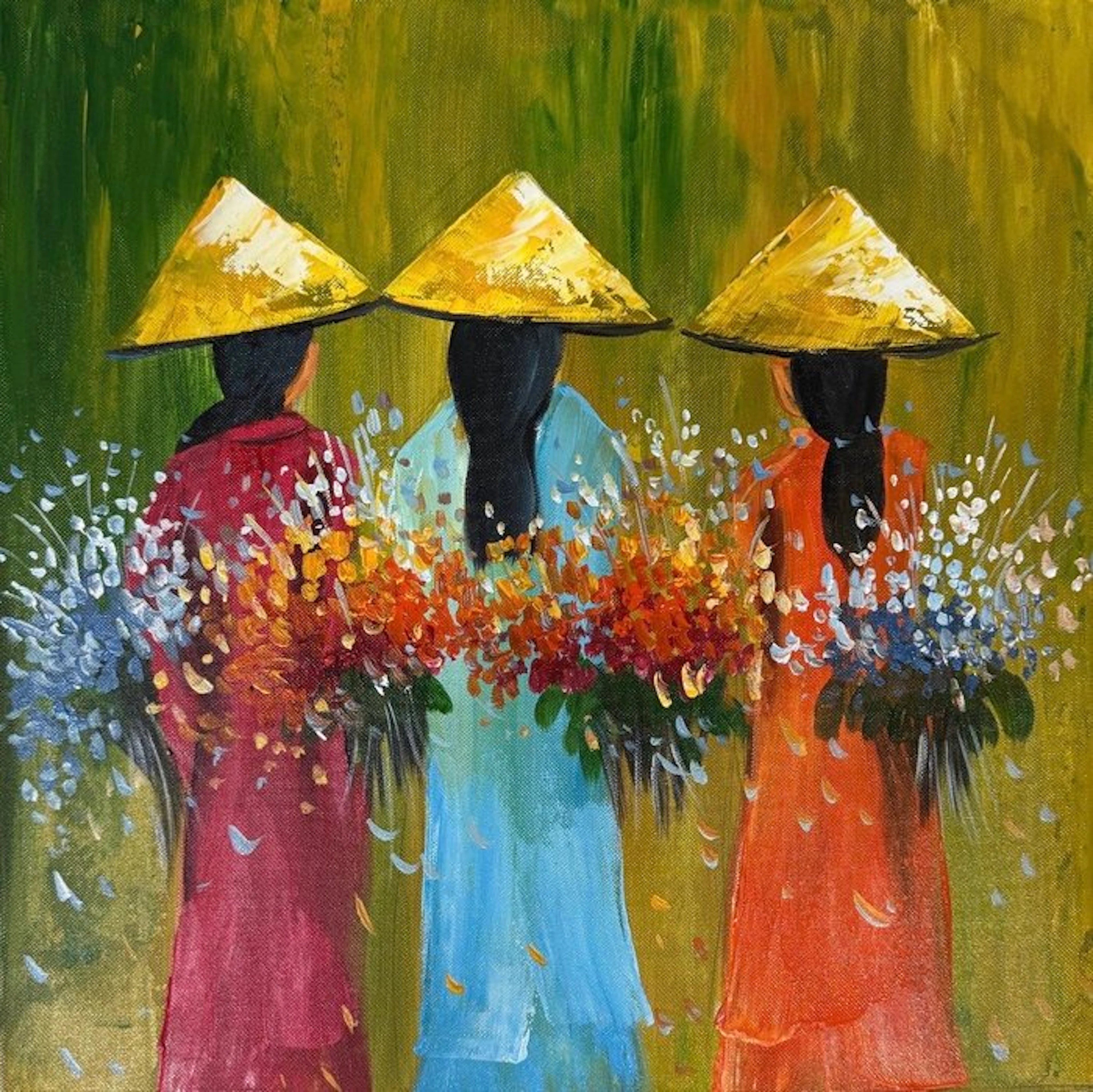 Hung Richard (1966) - Les Porteuses de fleurs ↑40 →40 cm → No Reserve ✓