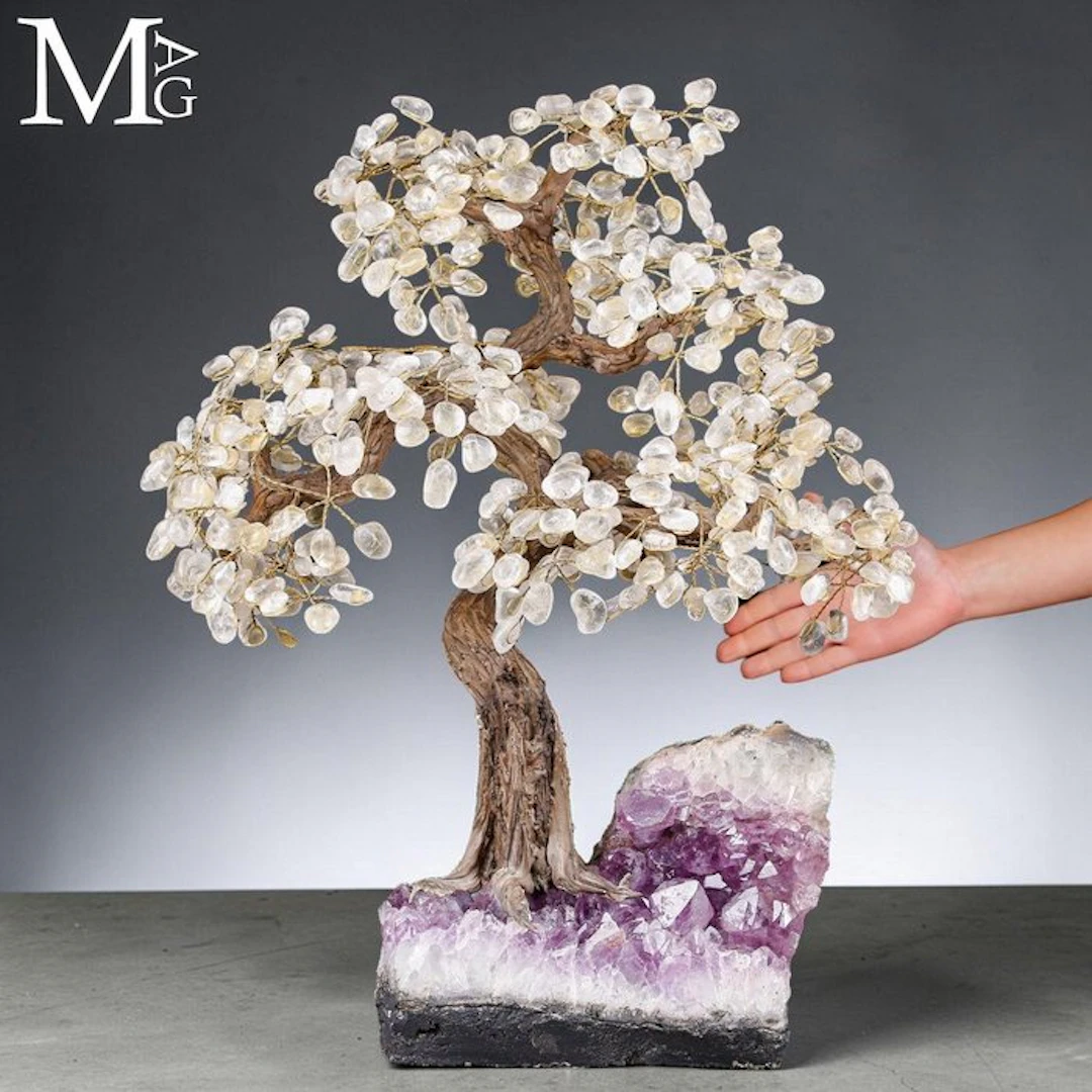 Clear Quartz Gem Tree with sparkling