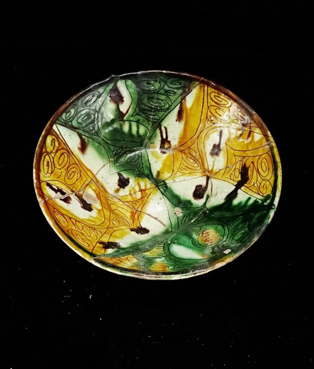 Islamic - Samanid bowl in glazed ceramic "splashware" - 10th century CE.