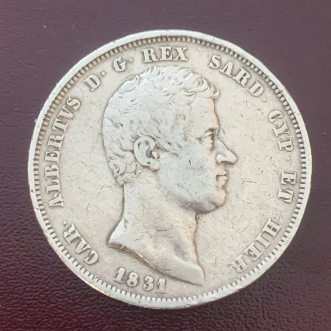 Italy, Savoy Carlo Alberto. 5 Lire 1831 Genova "Croce sottile" - R2