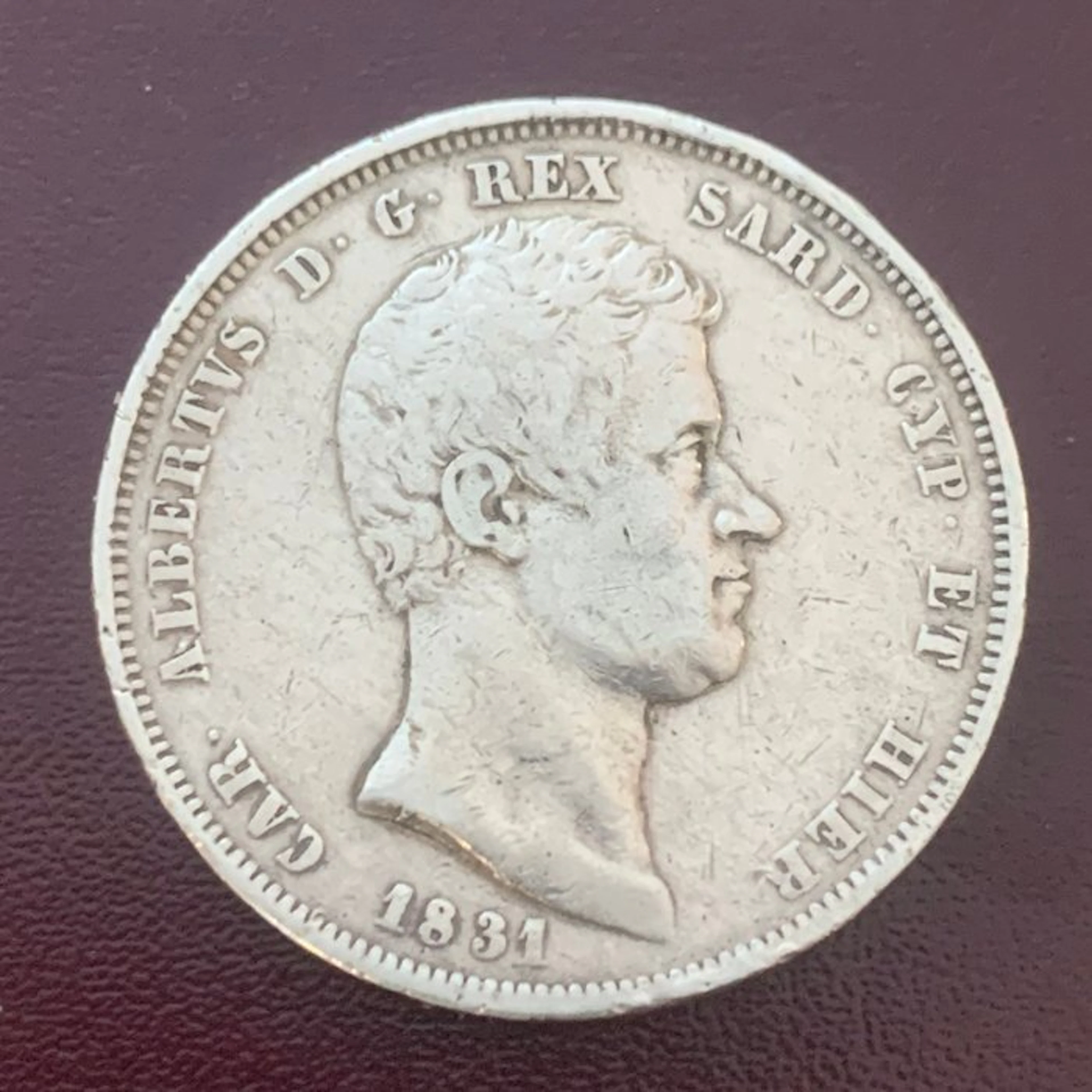 Italy, Savoy Carlo Alberto. 5 Lire 1831 Genova "Croce sottile" - R2