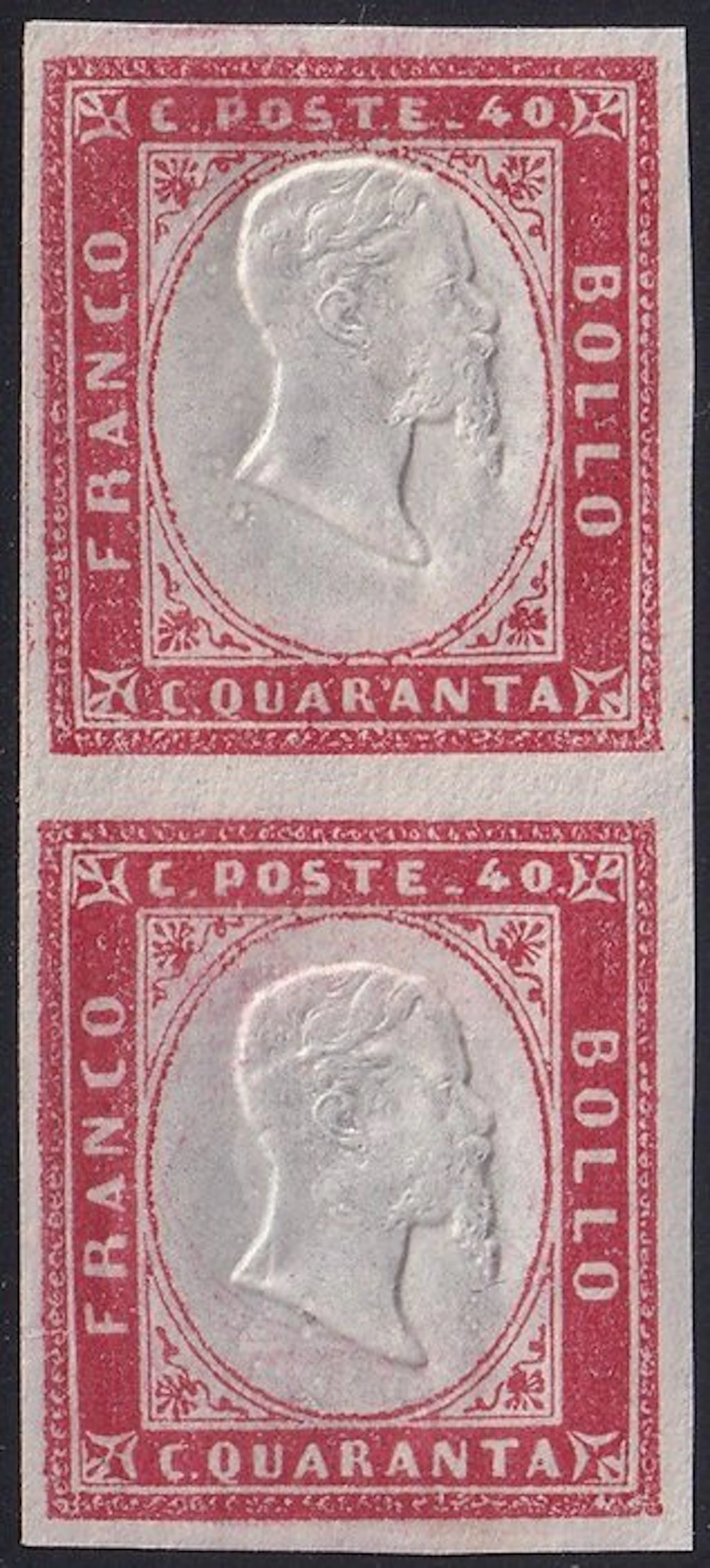 Italian Ancient States - Sardinia 1862 - IVth Emission 40c pink carmine pair