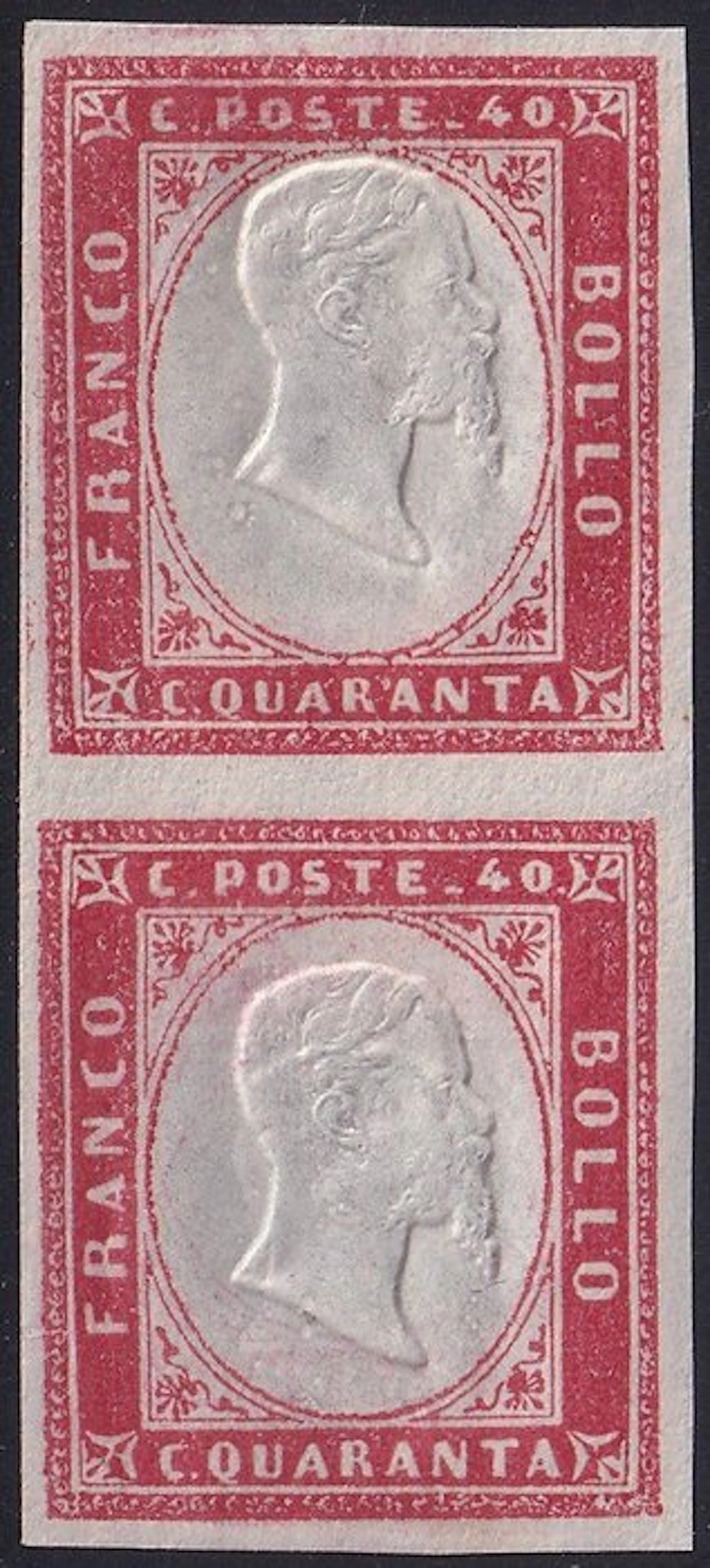 Italian Ancient States - Sardinia 1862 - IVth Emission 40c pink carmine pair
