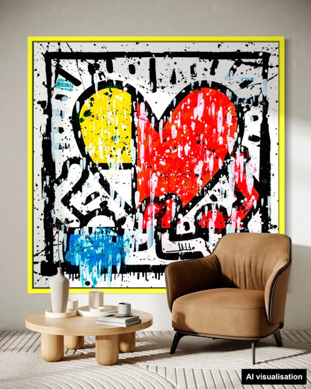 Mikko - Haring With Mondrian Heart - XL [Unq 1/1]
