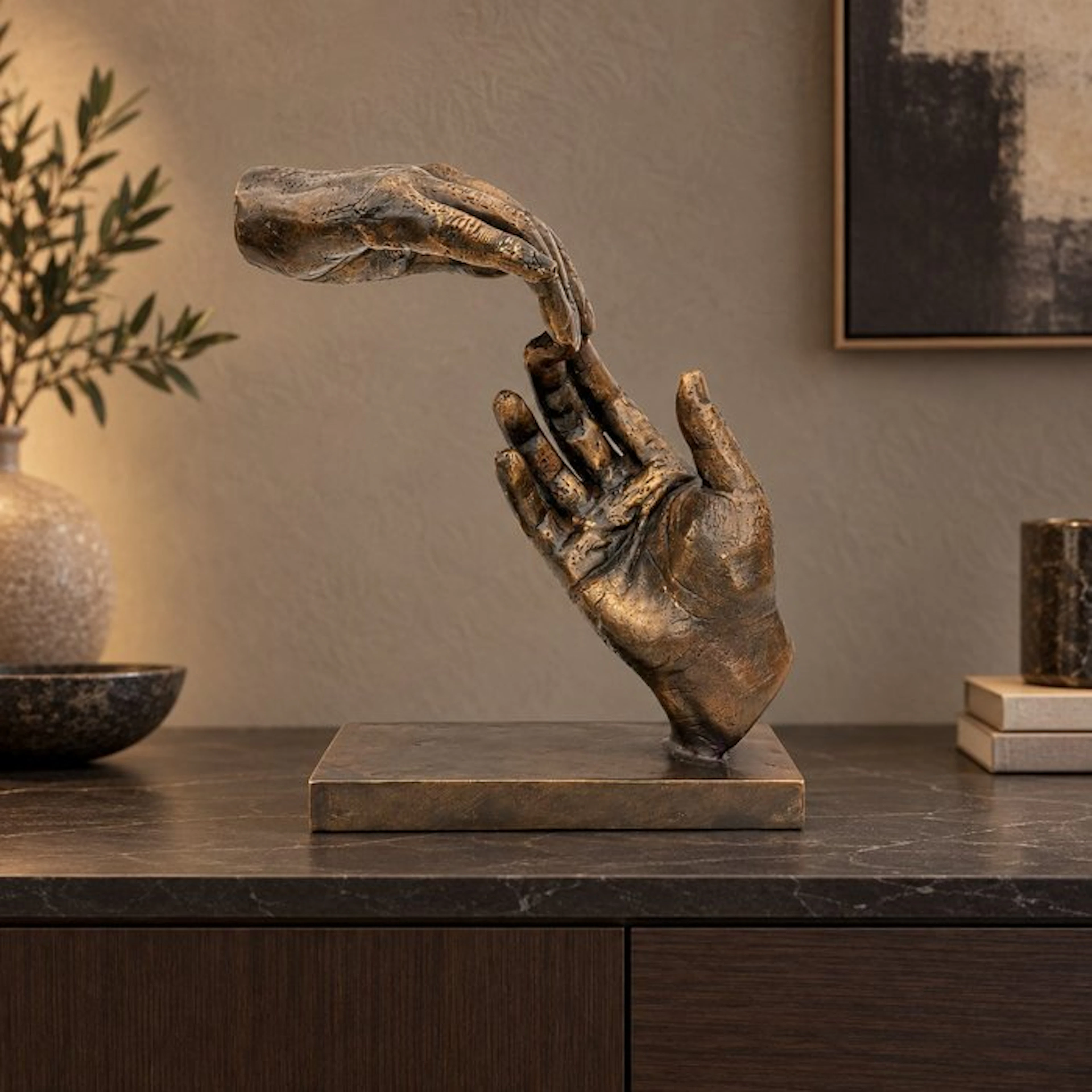 Sculpture, symbolische kunst handen - 30 cm - Bronze