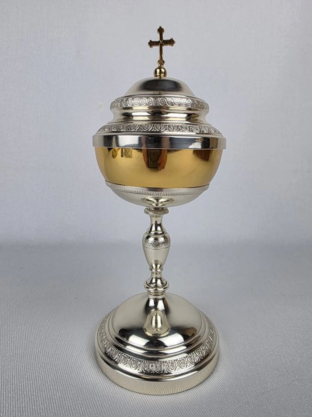Pyx - Metal, Silverplated, Gold plated - Restored 19th