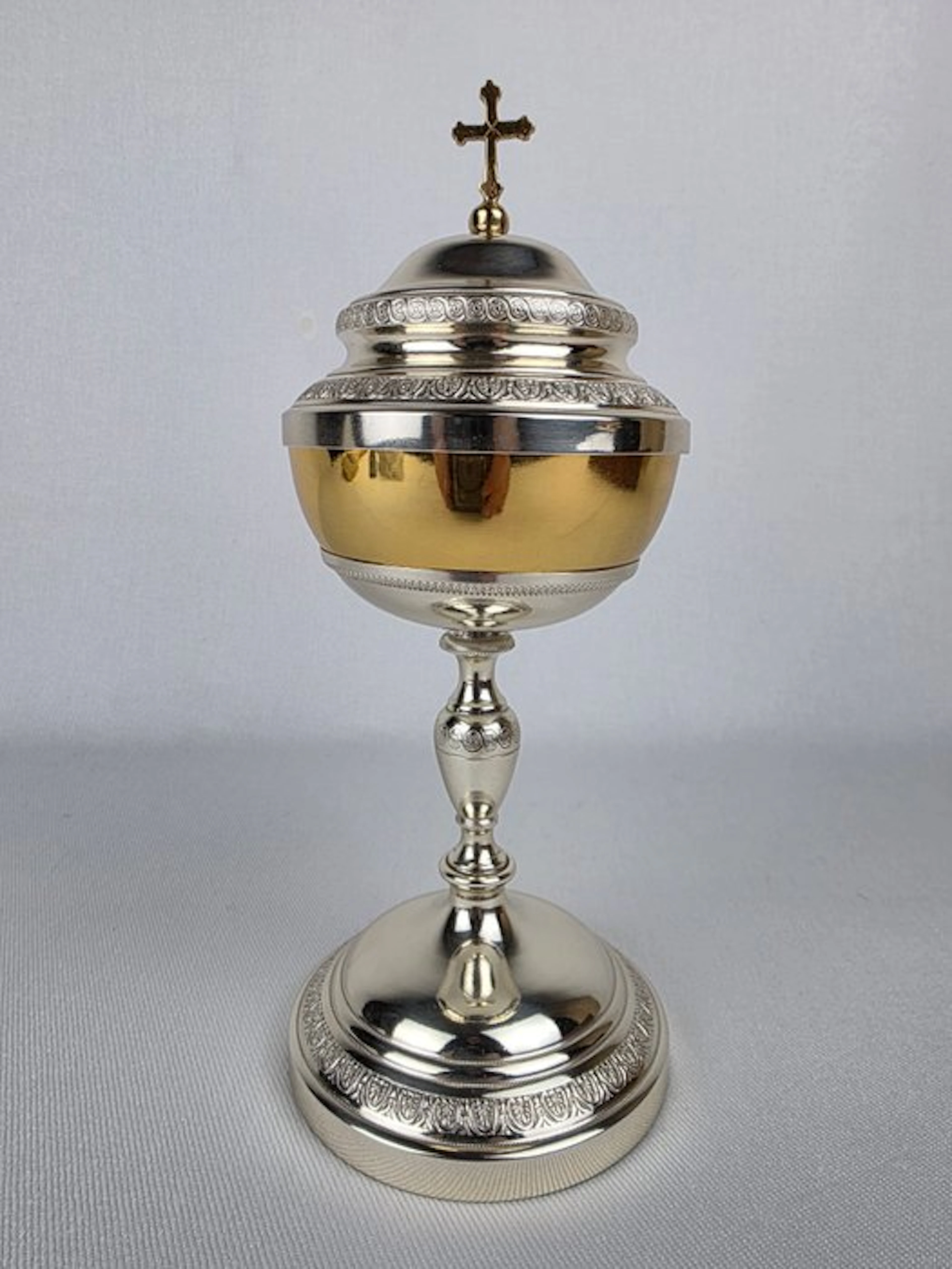 Pyx - Metal, Silverplated, Gold plated - Restored 19th