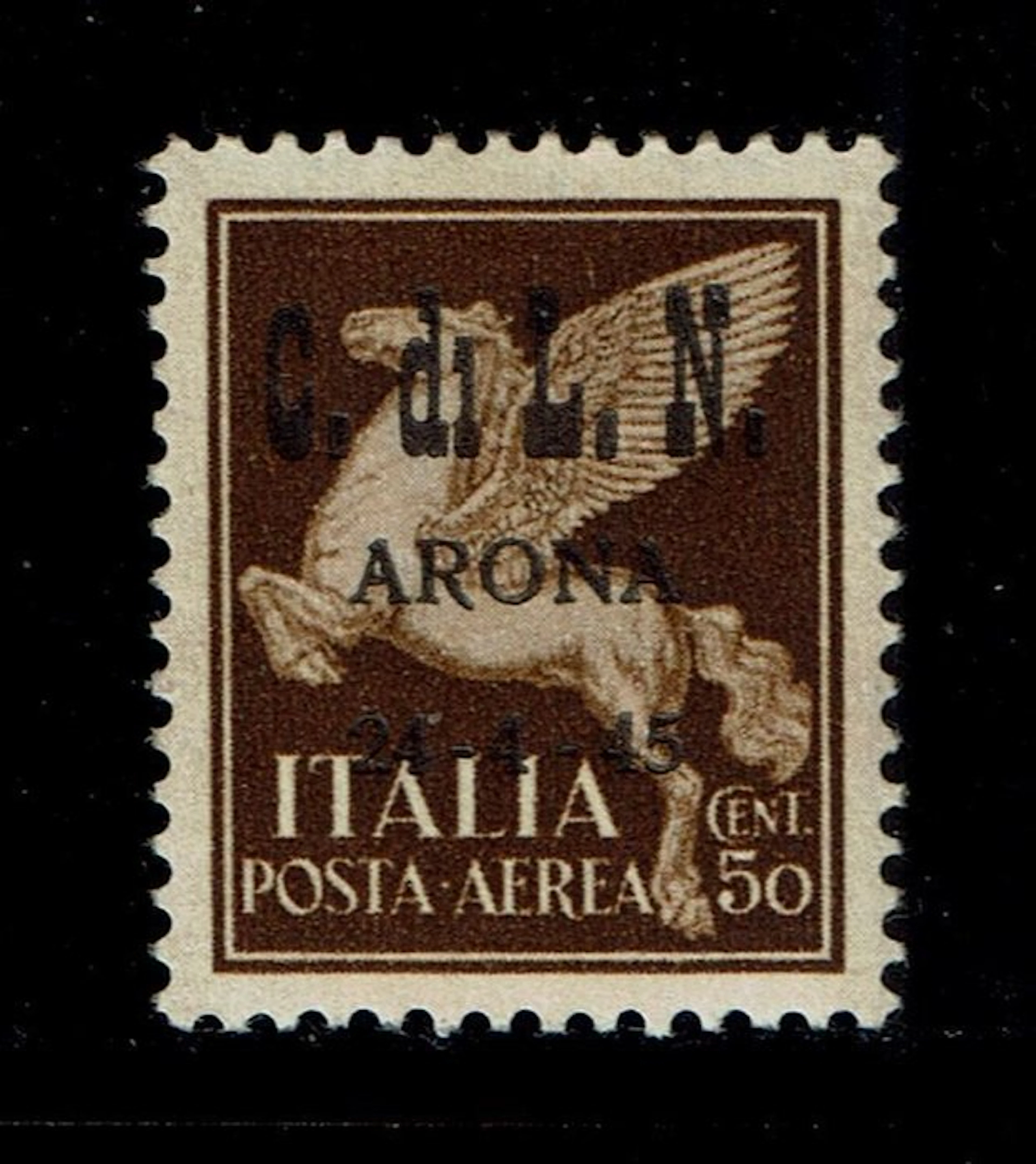 Italy Kingdom 1945 - C.L.N. Arona Airmail 50c Rarity MH - Sassone 15
