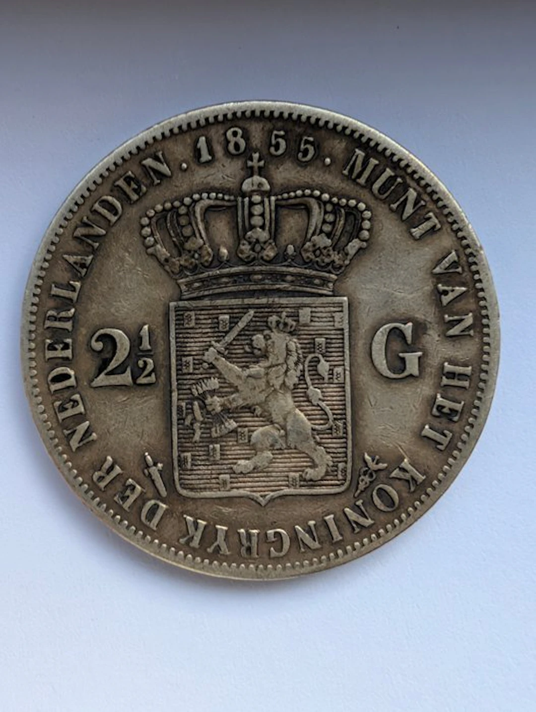 Netherlands. Willem III. 2 1/2 Gulden 1855 (No reserve price)