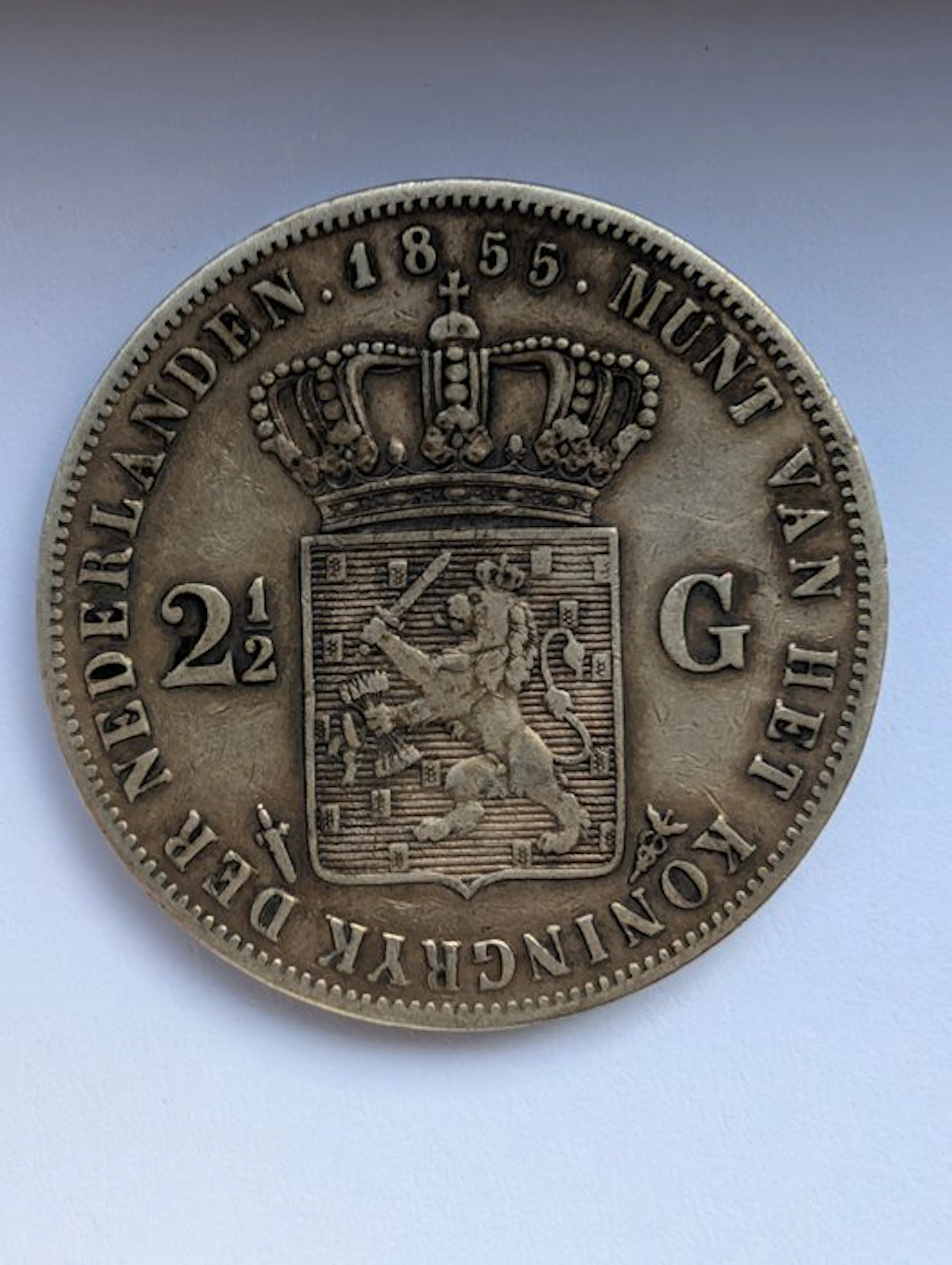 Netherlands. Willem III. 2 1/2 Gulden 1855 (No reserve price)