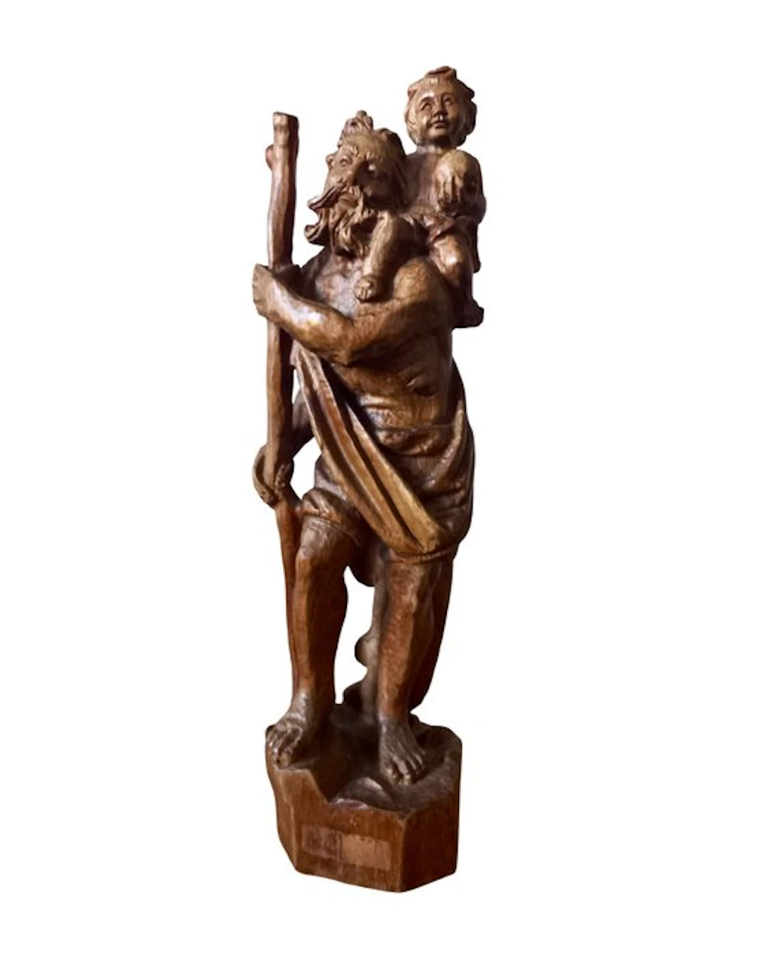 Statuette, Sint Christoffel met Kind - 31 cm - Wood