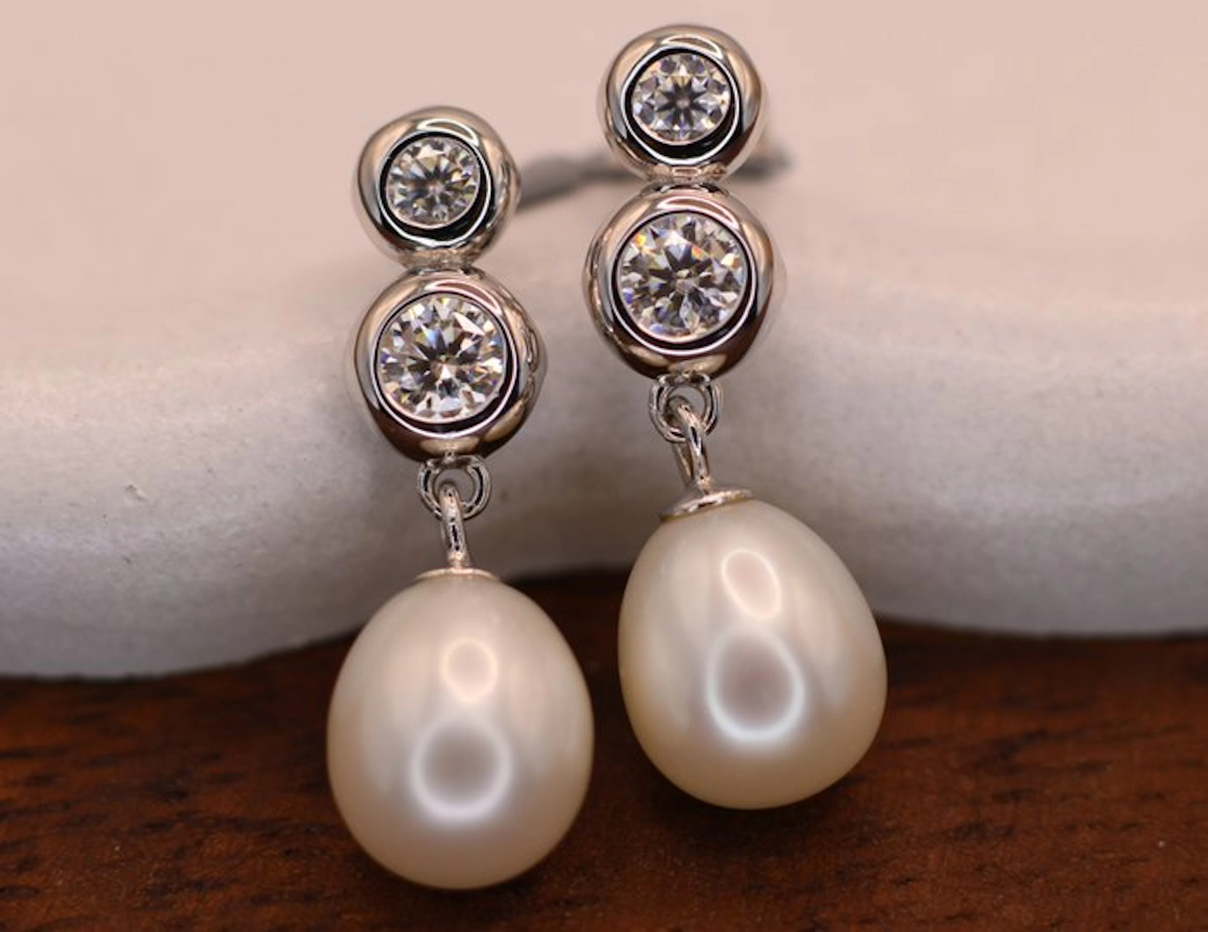 No reserve price - Earrings Silver Pearl