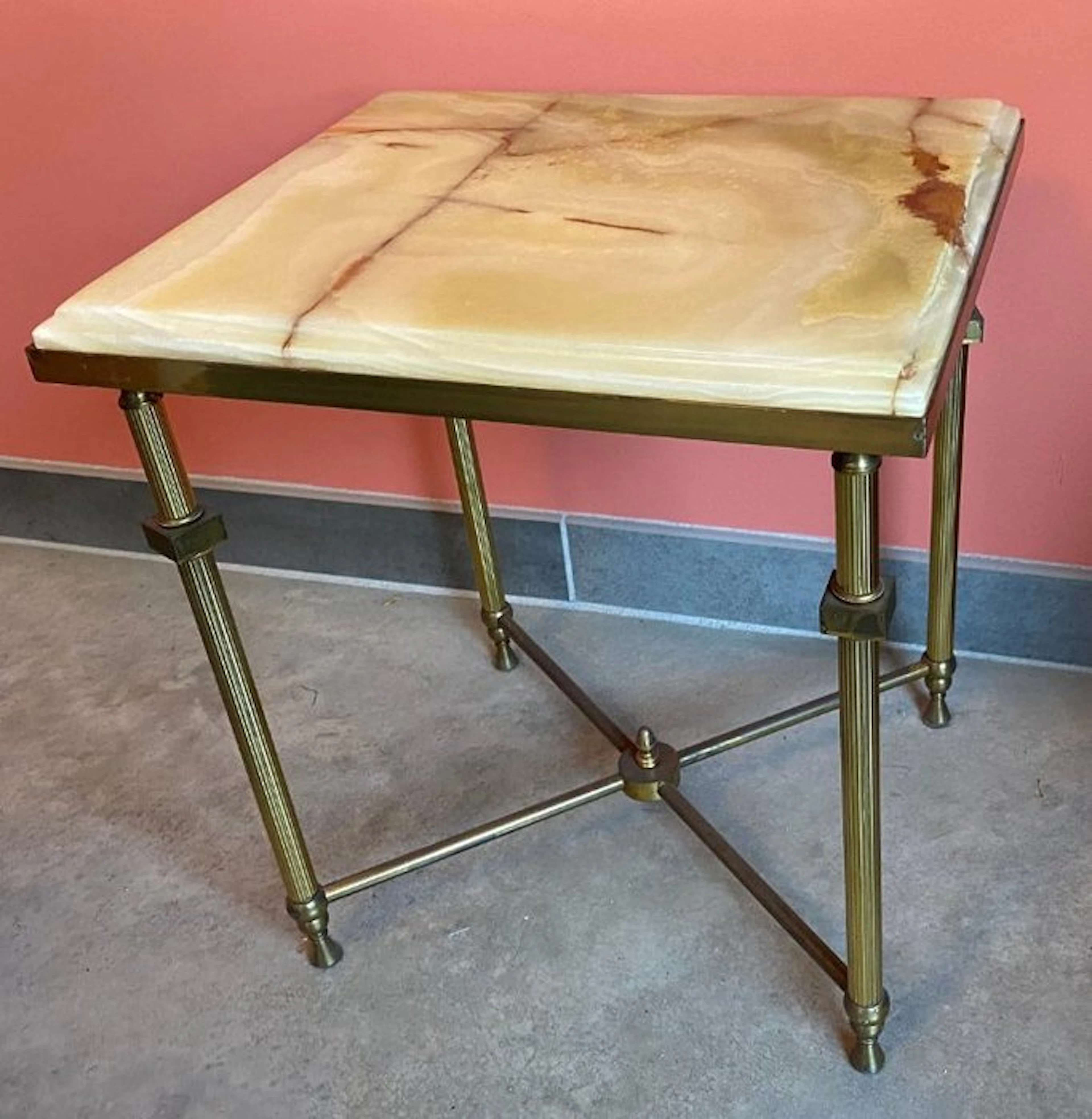 Side table - Onyx, Brass - Vintage side table