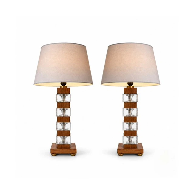 Ateljé Glas & Trä - Table lamp - Glass and Teak