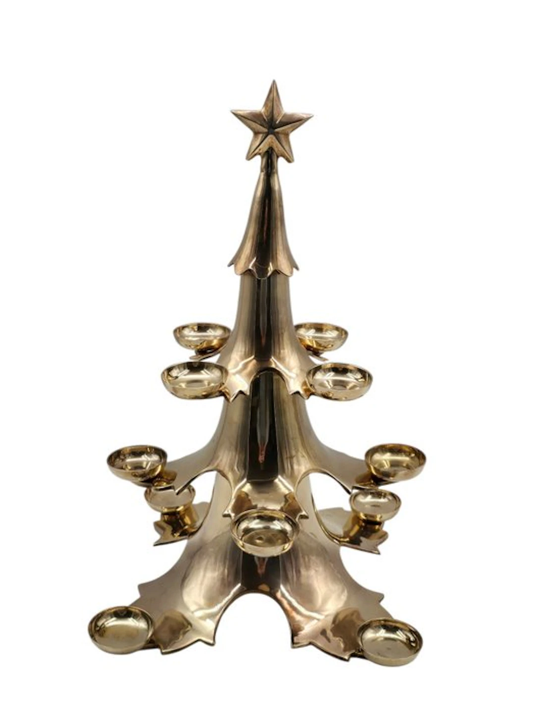 Candlestick 12-pointed Christmas tree - Solid brass or copper