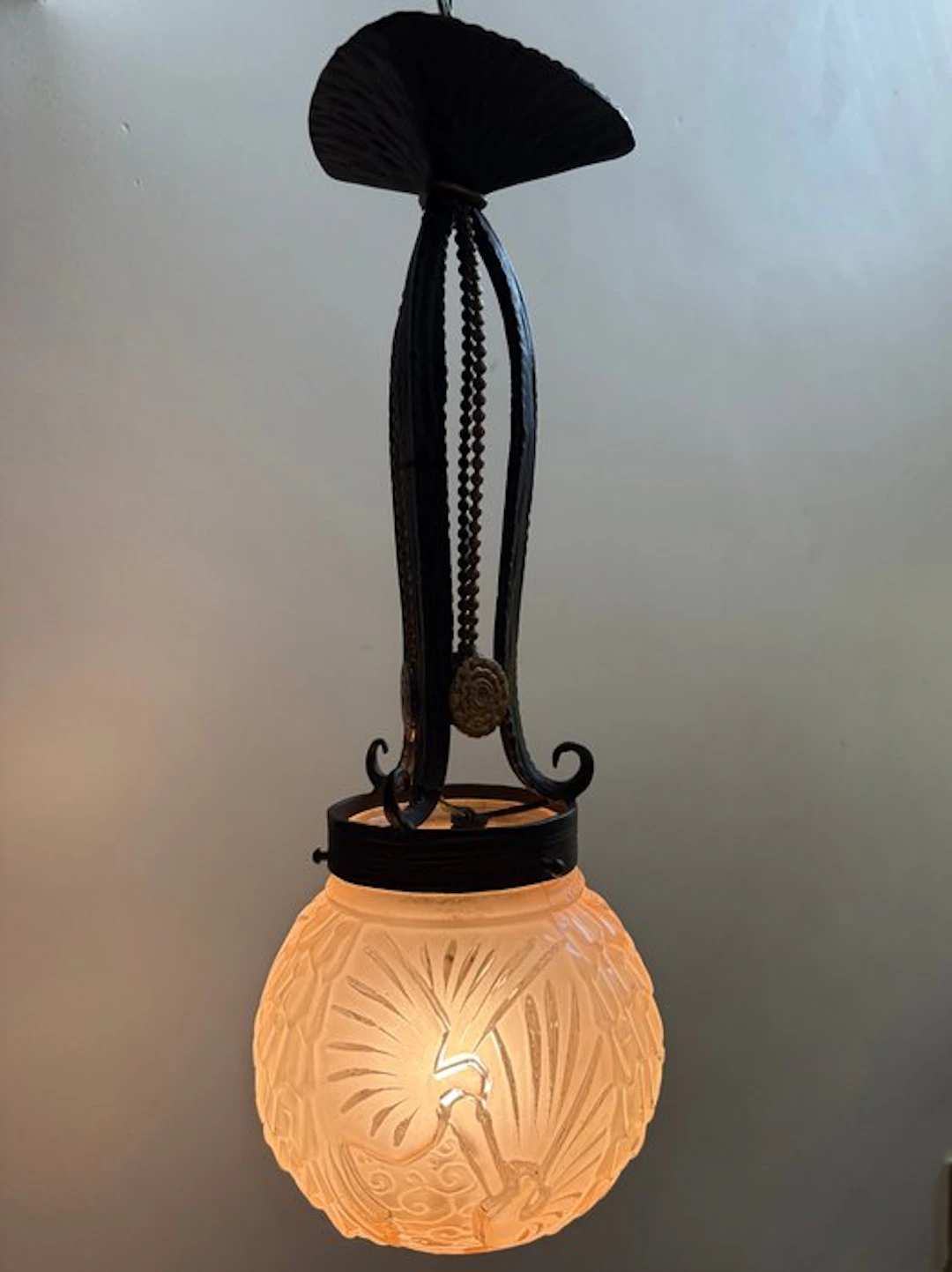 Hanging lamp - Muller Frères Lunéville – Art Deco Pendant...