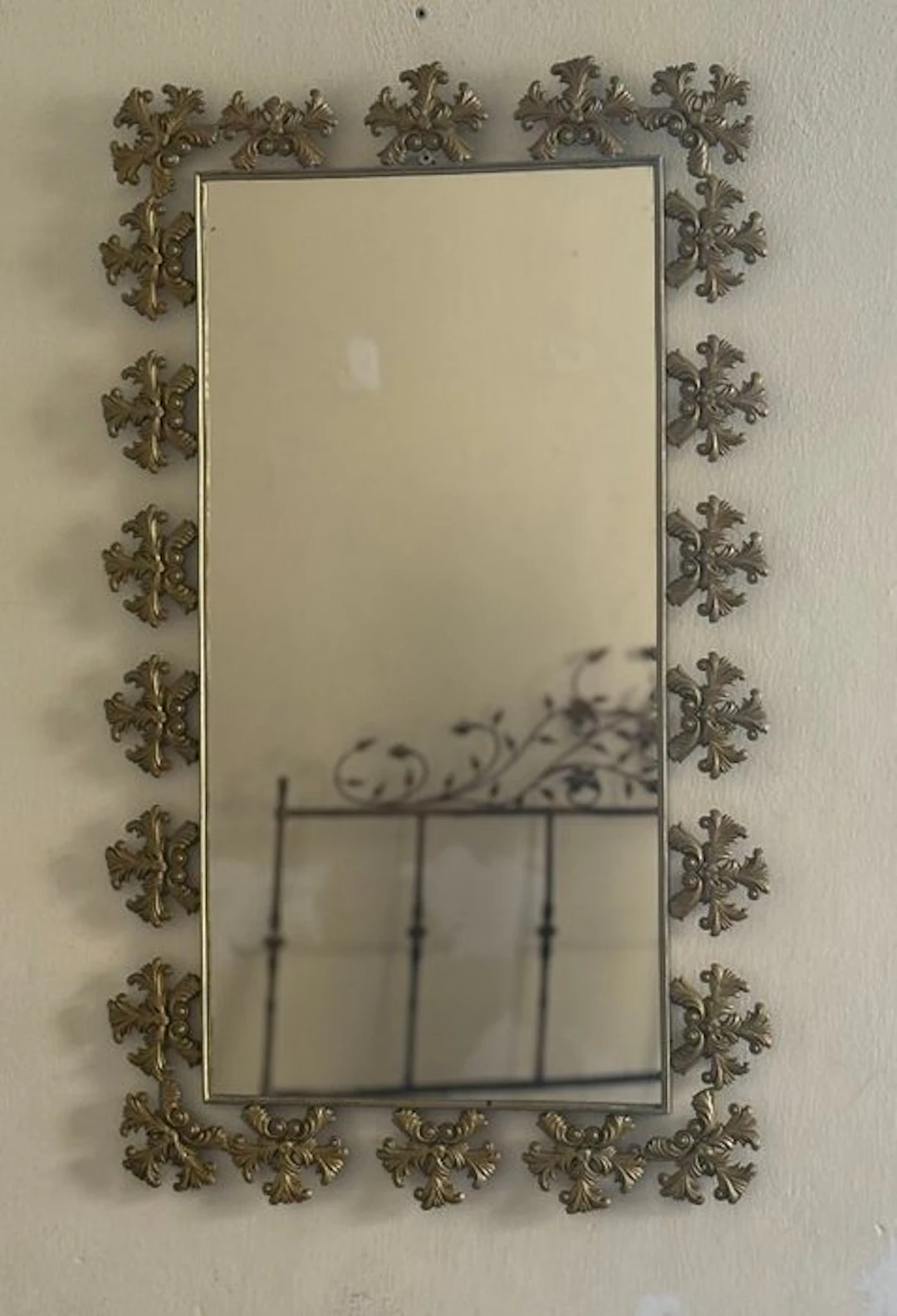 Wall mirror - Brass, Glass - Brass Gold Motif Mirror