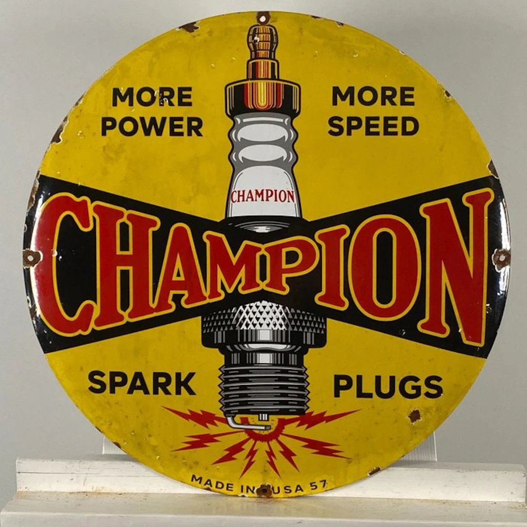 Champion - Champion Spark Plugs sign - Sign - Enamel, Steel