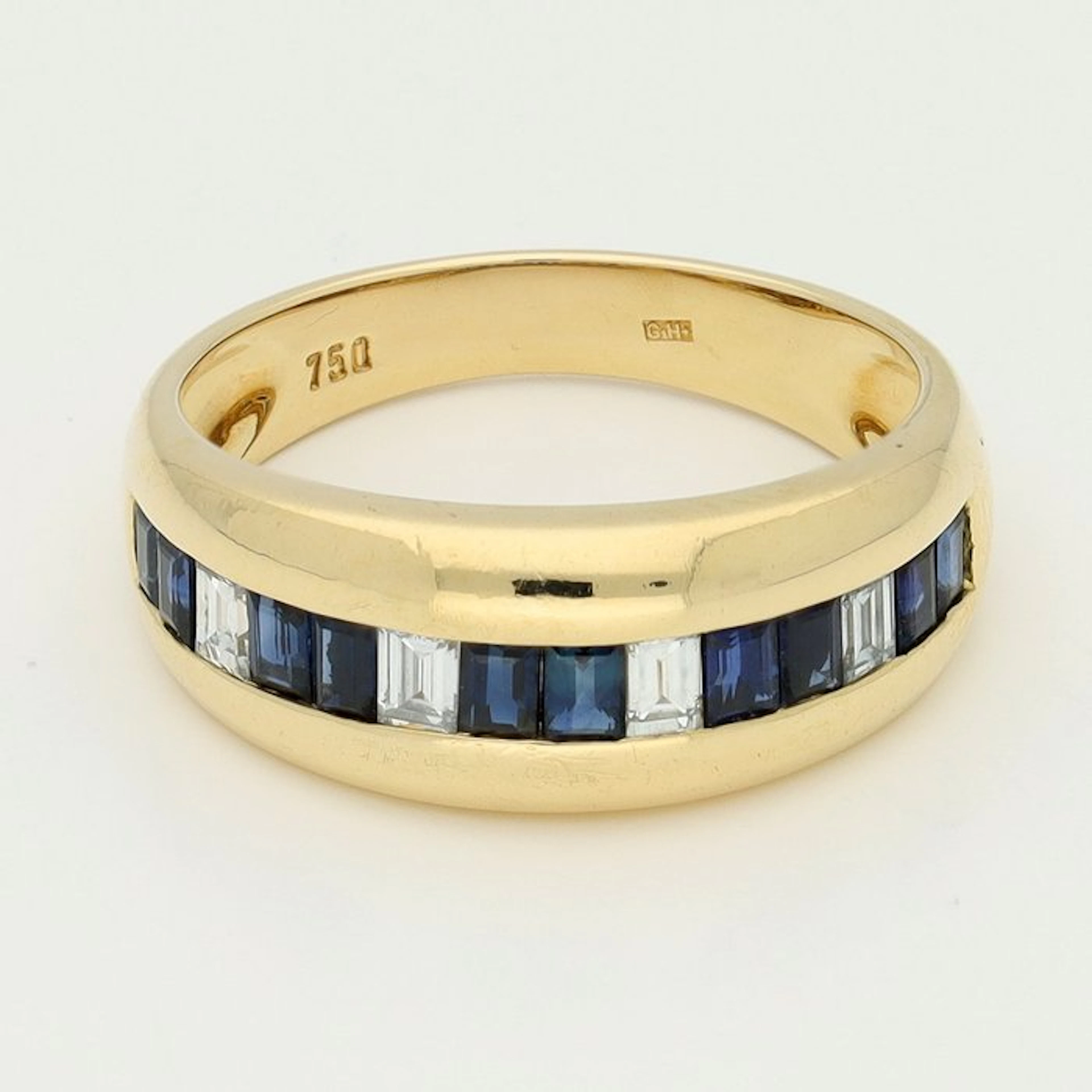 Ring - 18 kt. Yellow gold - Diamond - Sapphire