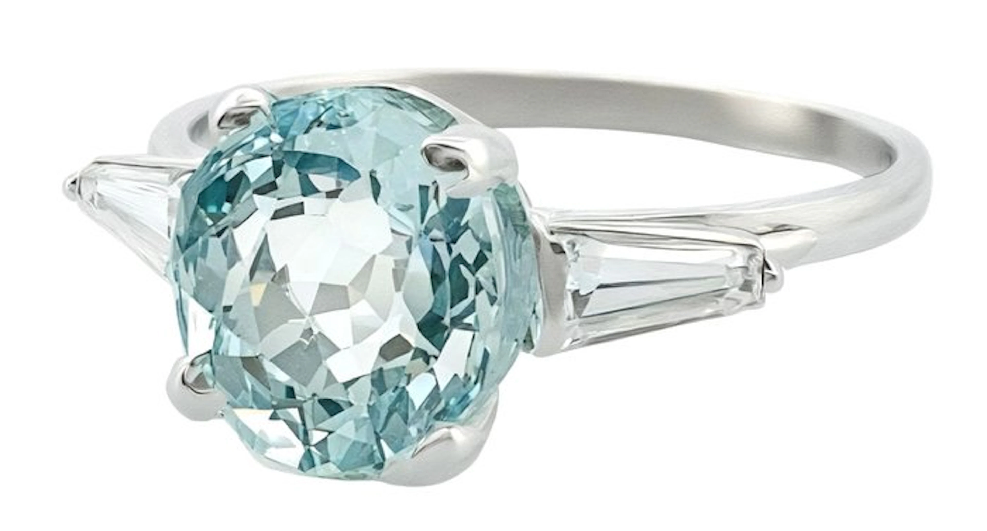Ring - 18 kt. White gold Aquamarine - Diamond