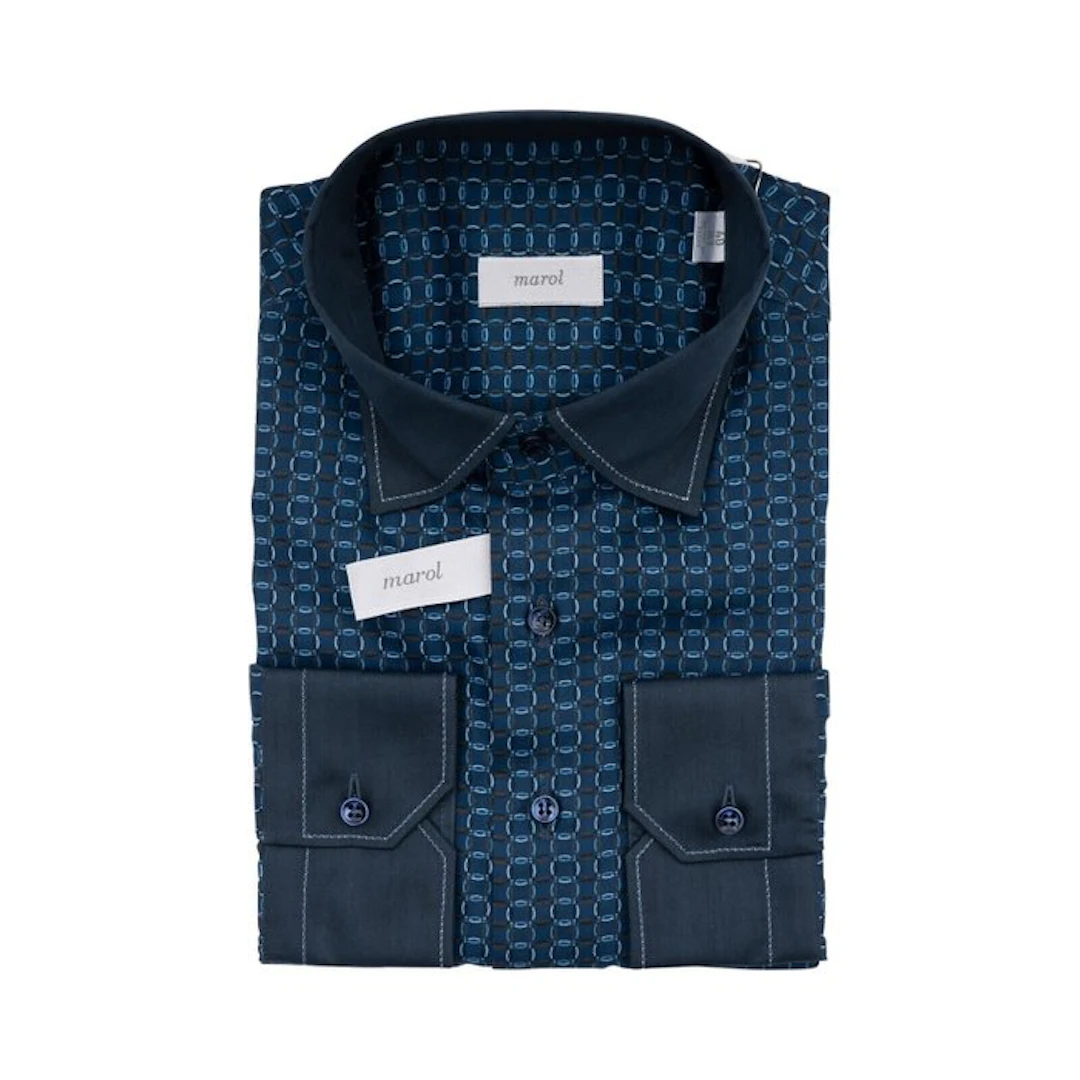 LUXURY MAROL BOLOGNA - Size 15.75 - 40 - Shirt Blue...