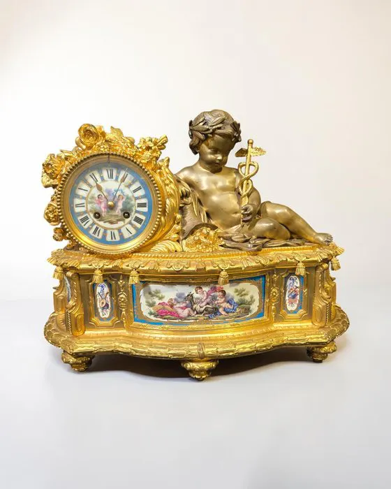 Table clock Louis XIV Style - Gilt bronze - 1850-1900 - Sèvres porcelain