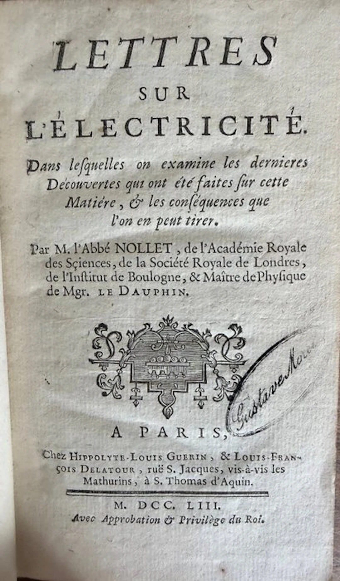 Abbé Nollet - Lettres sur l’électricité — 2 volumes - 1753-1760