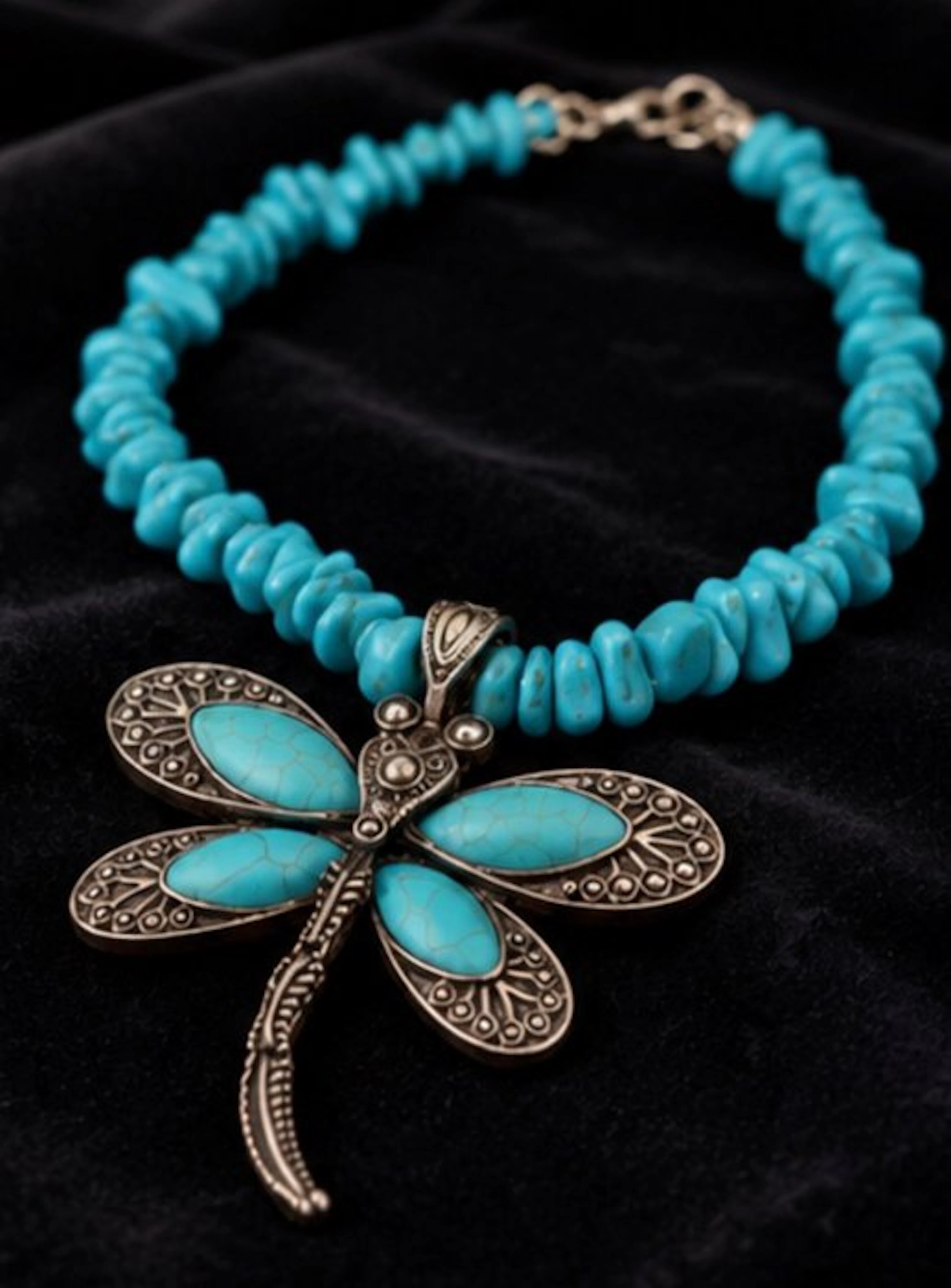 Elegant Turquoise Butterfly Pendant Necklace - Necklace