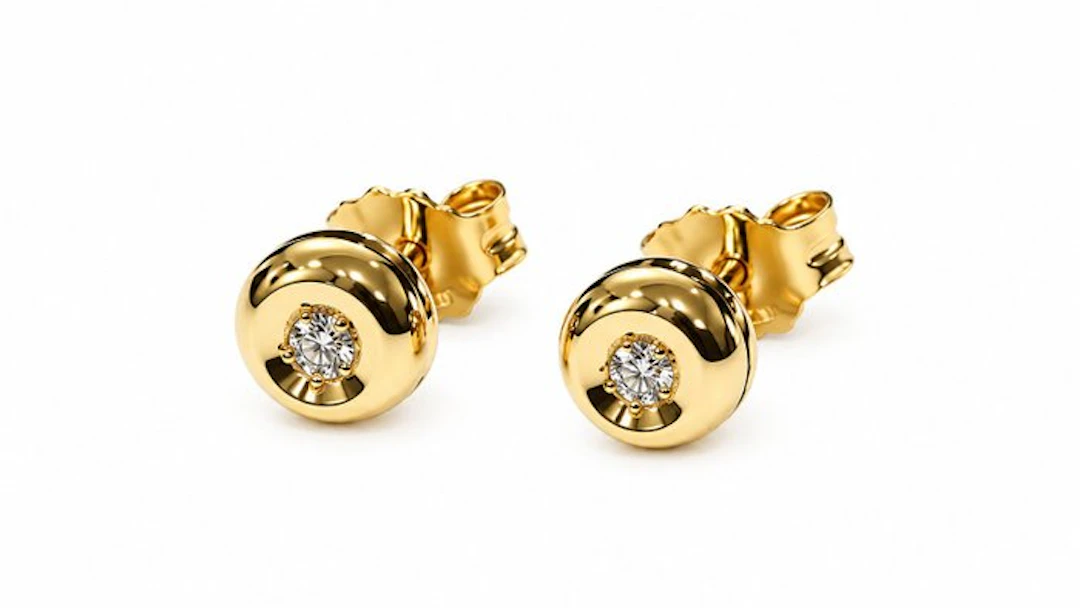 Earrings - 18 kt. Yellow gold - 0.10ct. tw. Diamond (Natural)