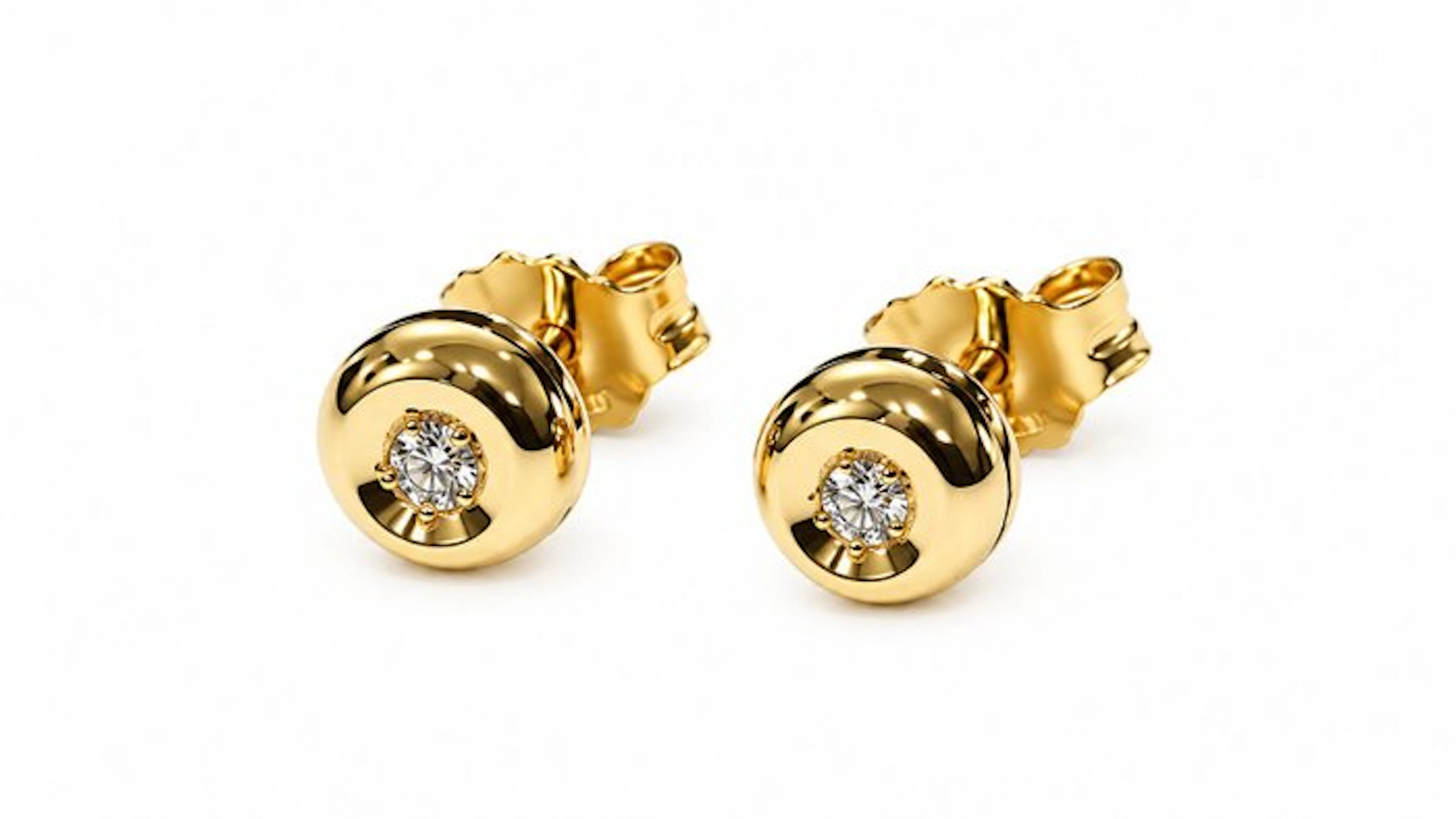 Earrings - 18 kt. Yellow gold - 0.10ct. tw. Diamond (Natural)