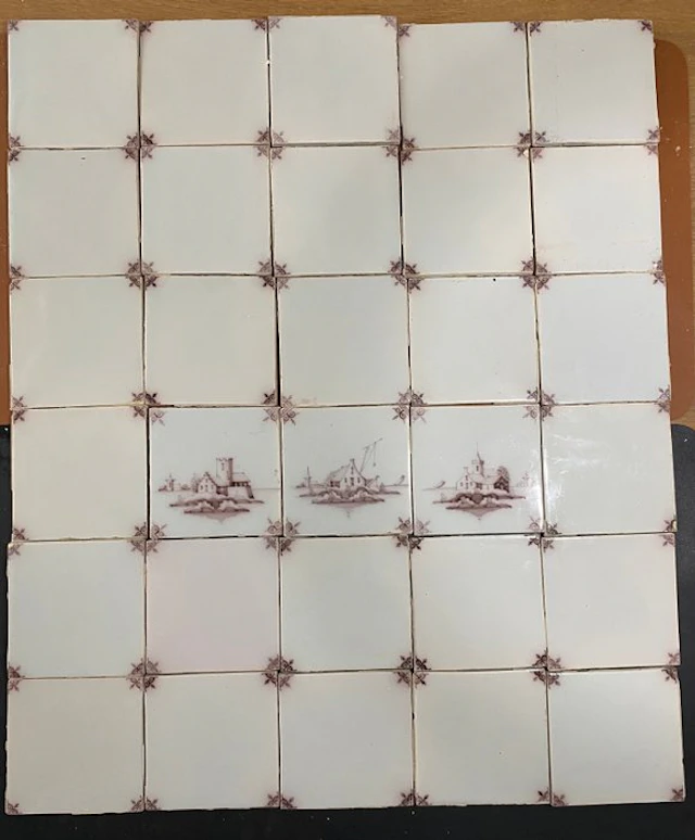 Tile (30) - Manganese - Makkum - 1970-1980 - Manganese Corner Decor
