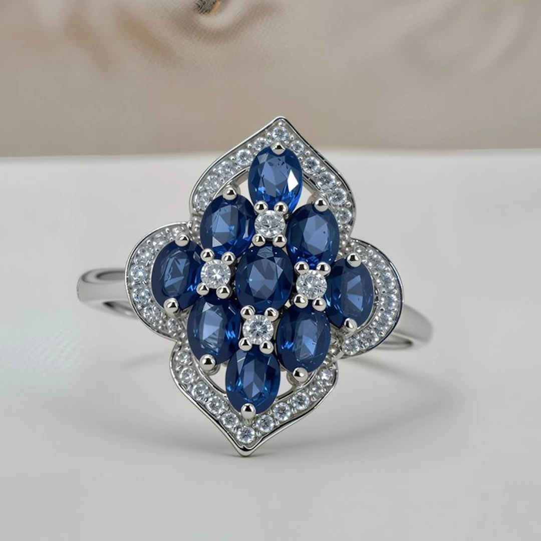 No reserve price - Ring Gold-plated Sapphire - Topaz - 18kt Gold Plated