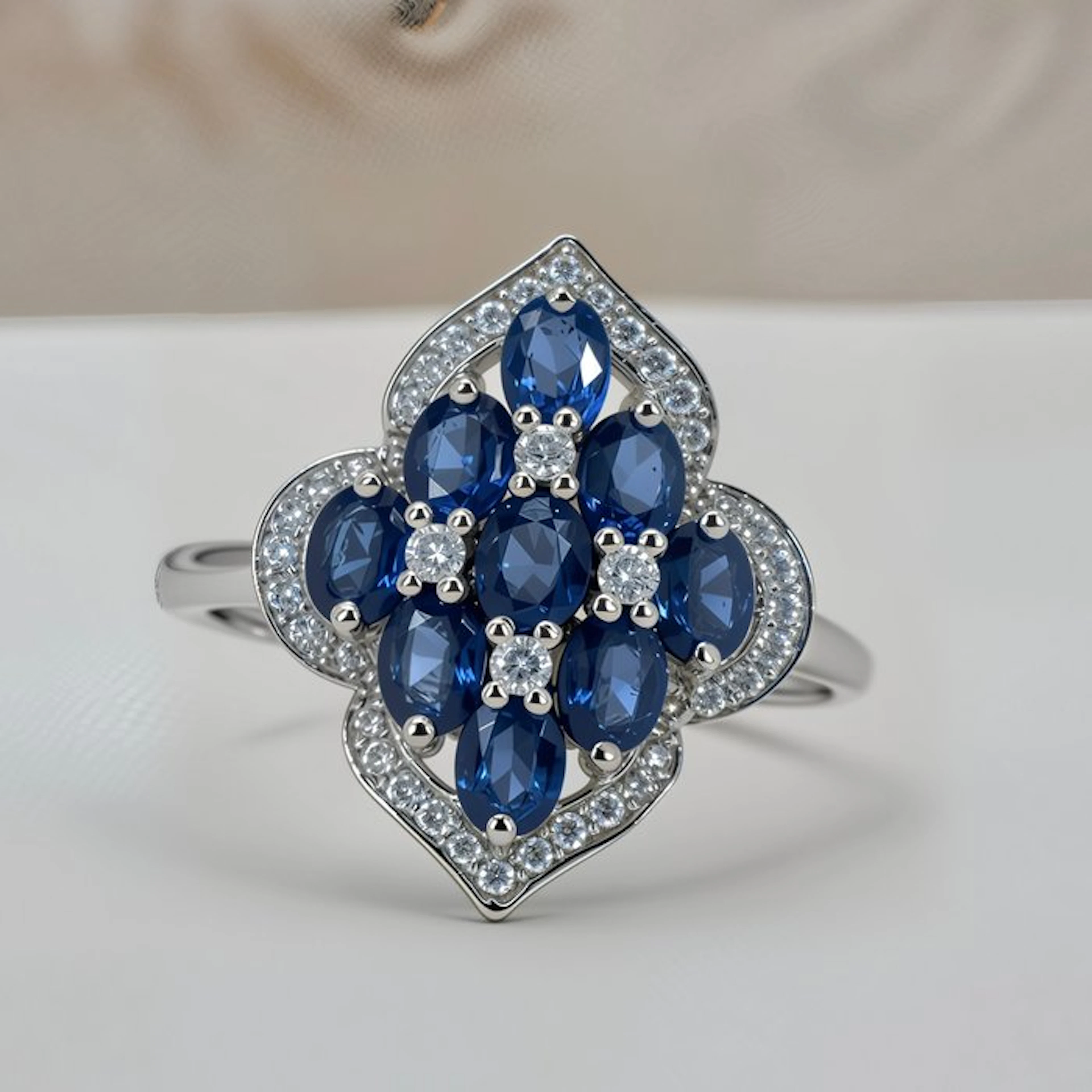 No reserve price - Ring Gold-plated Sapphire - Topaz - 18kt Gold Plated