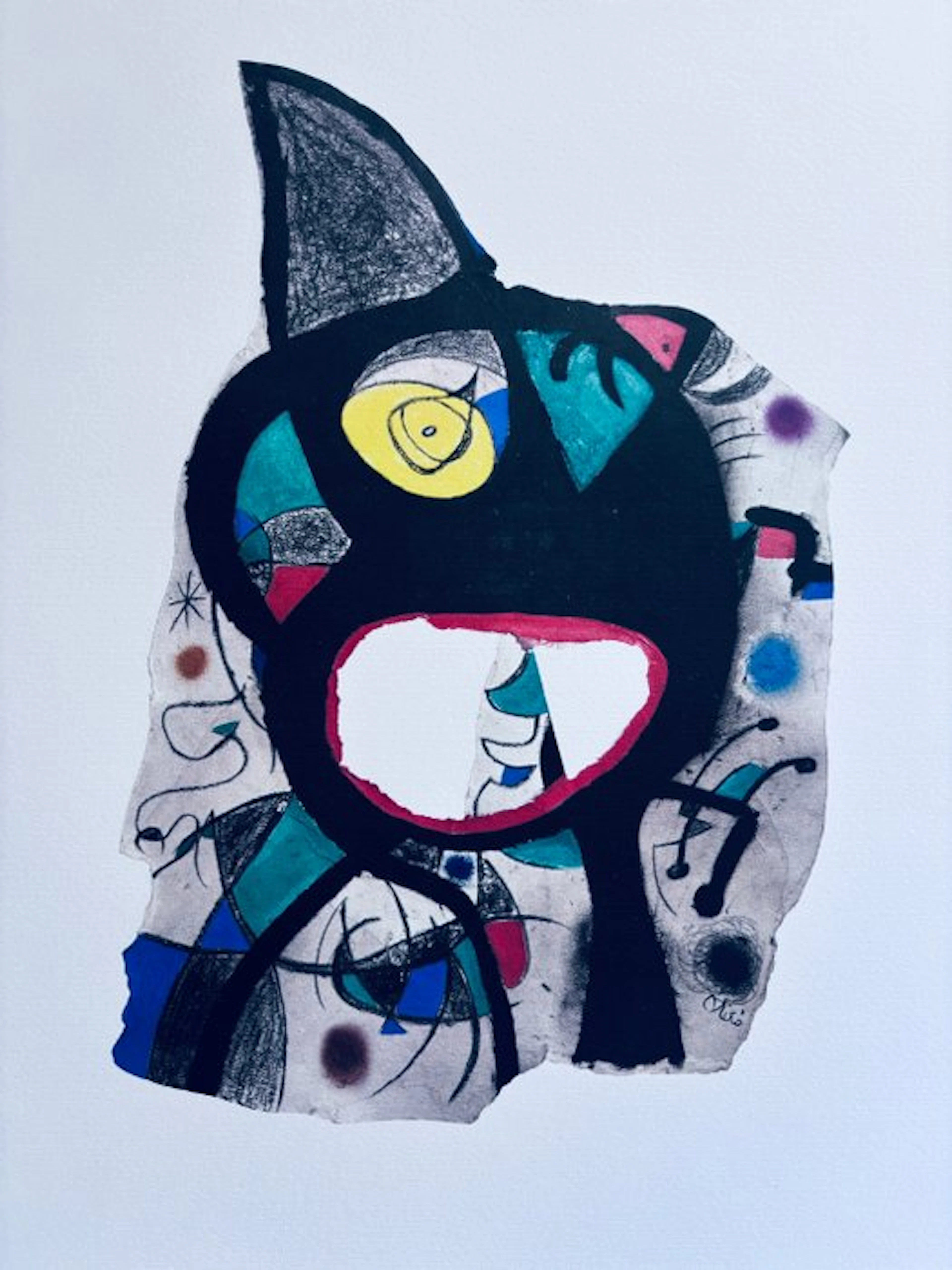 Joan Miro (1893-1983) - Tête dans la nuit - 1973