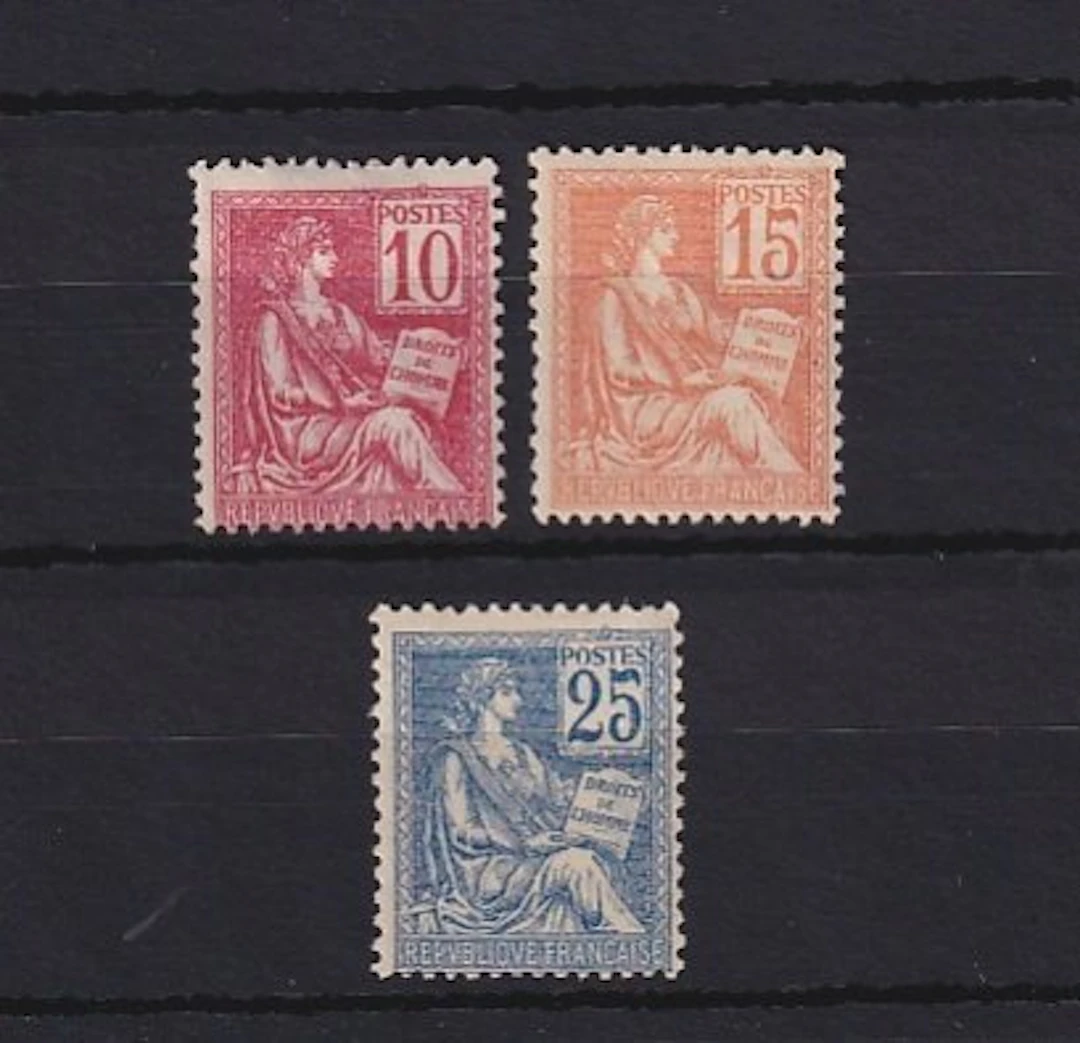 France 1900 - Mouchon type II, série complète - Yvert n°116/118