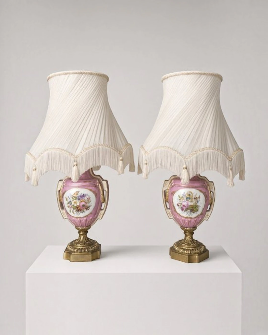 Lamp (2) - A Pair of Sevres-Style Porcelain and gilt...