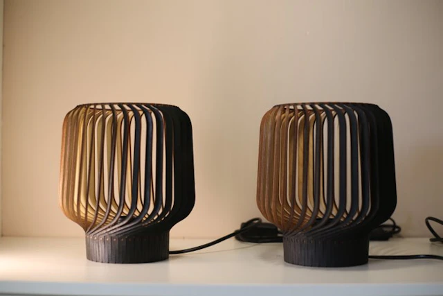 Lamp - rille black - Wood - Lamps No. 26/100 & 27/100